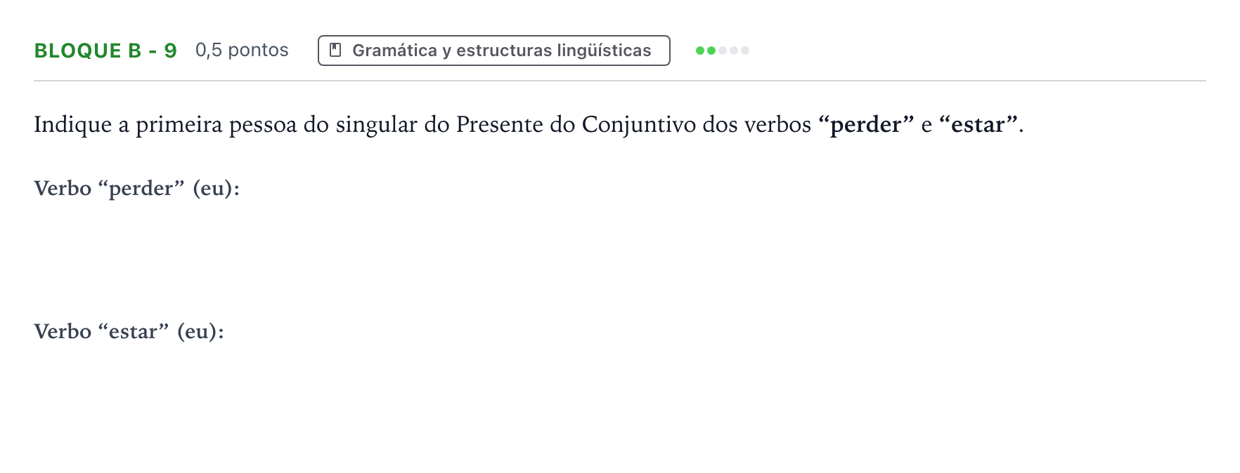 Enunciado: Bloque B - 9 · Portugués PAU Andalucía Ordinaria Titular (Acceso) 2026