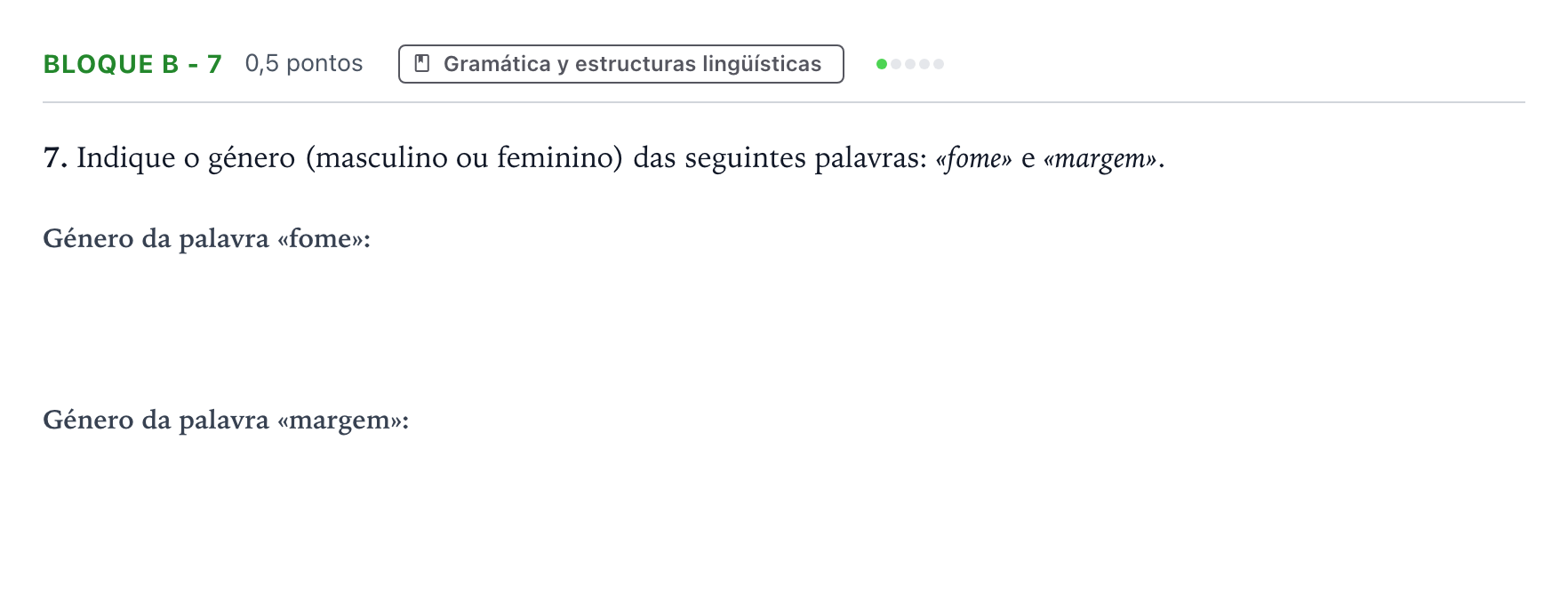 Enunciado: Bloque B - 7 · Portugués PAU Andalucía Ordinaria Titular (Admisión) 2026