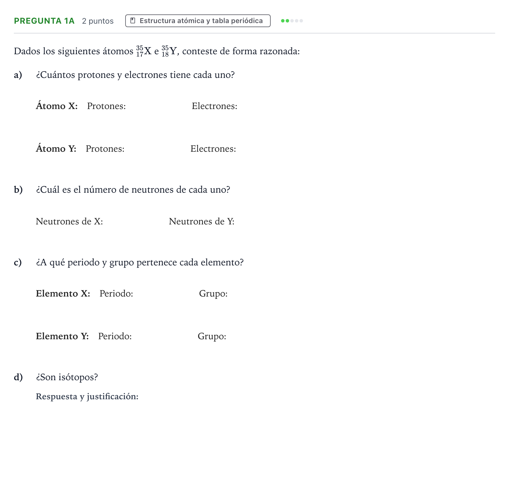 Enunciado: Pregunta 1A · Química PAU Andalucía Ordinaria Suplente 1 2026