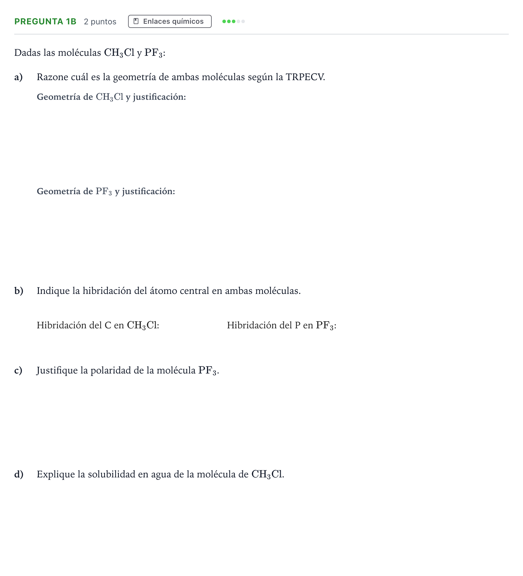 Enunciado: Pregunta 1B · Química PAU Andalucía Ordinaria Suplente 1 2026