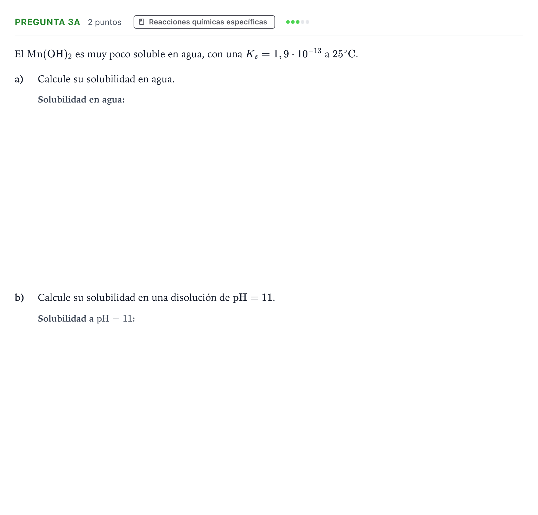 Enunciado: Pregunta 3A · Química PAU Andalucía Ordinaria Suplente 1 2026