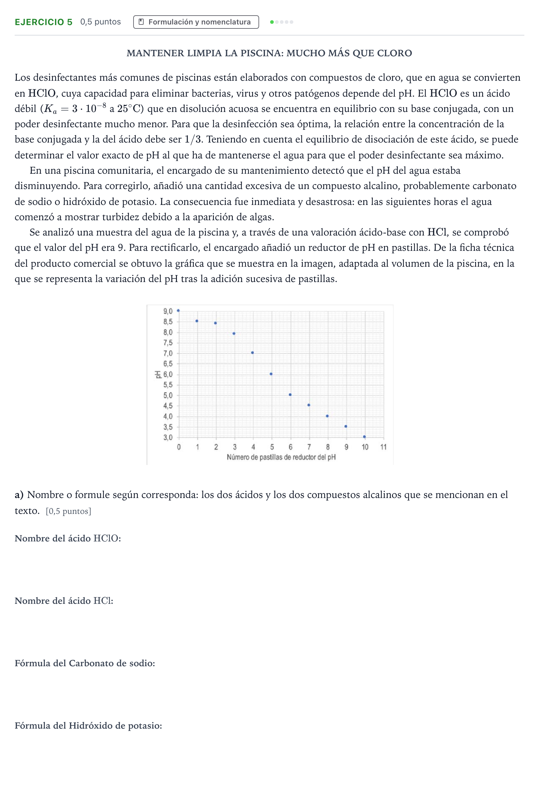 Enunciado: Ejercicio 5 - Formulación y nomenclatura · Química PAU Andalucía Ordinaria Suplente 1 2026