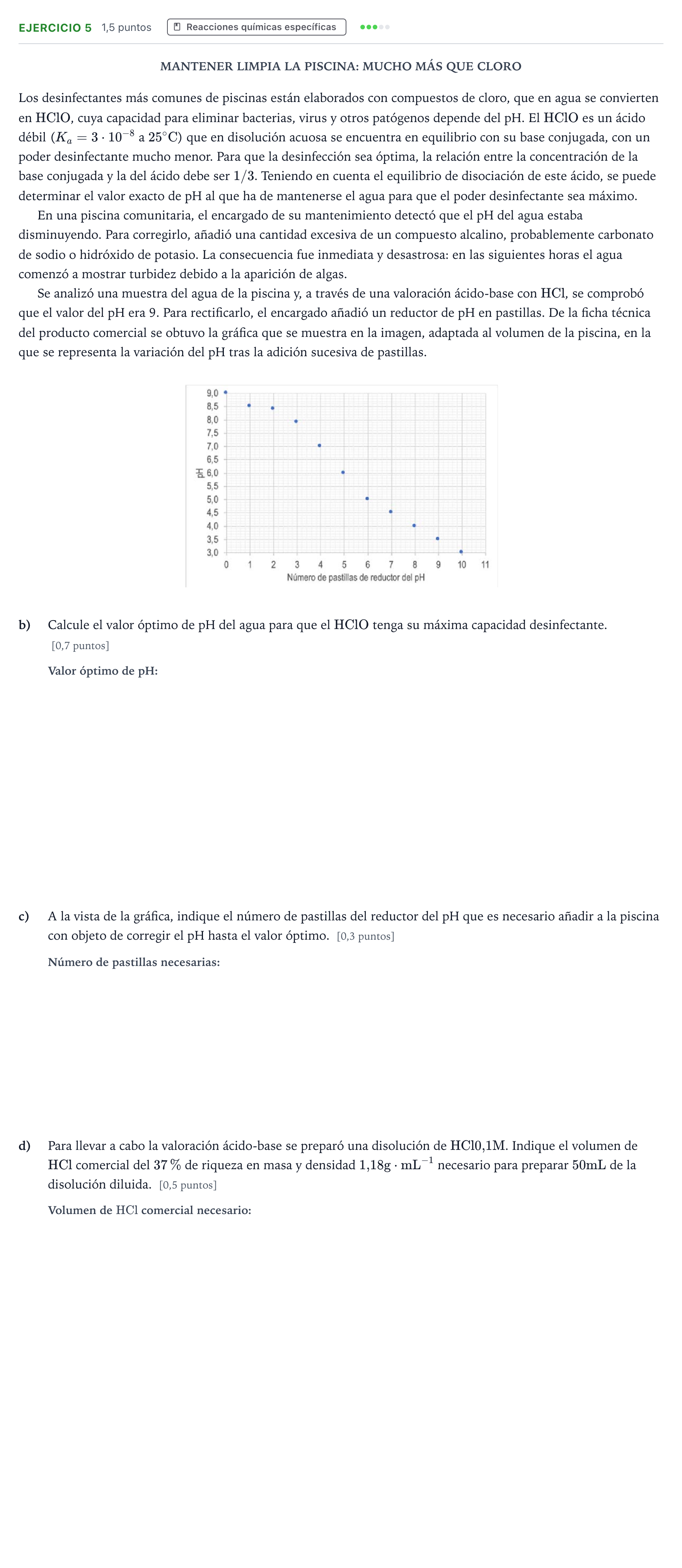Enunciado: Ejercicio 5 - Reacciones químicas específicas · Química PAU Andalucía Ordinaria Suplente 1 2026