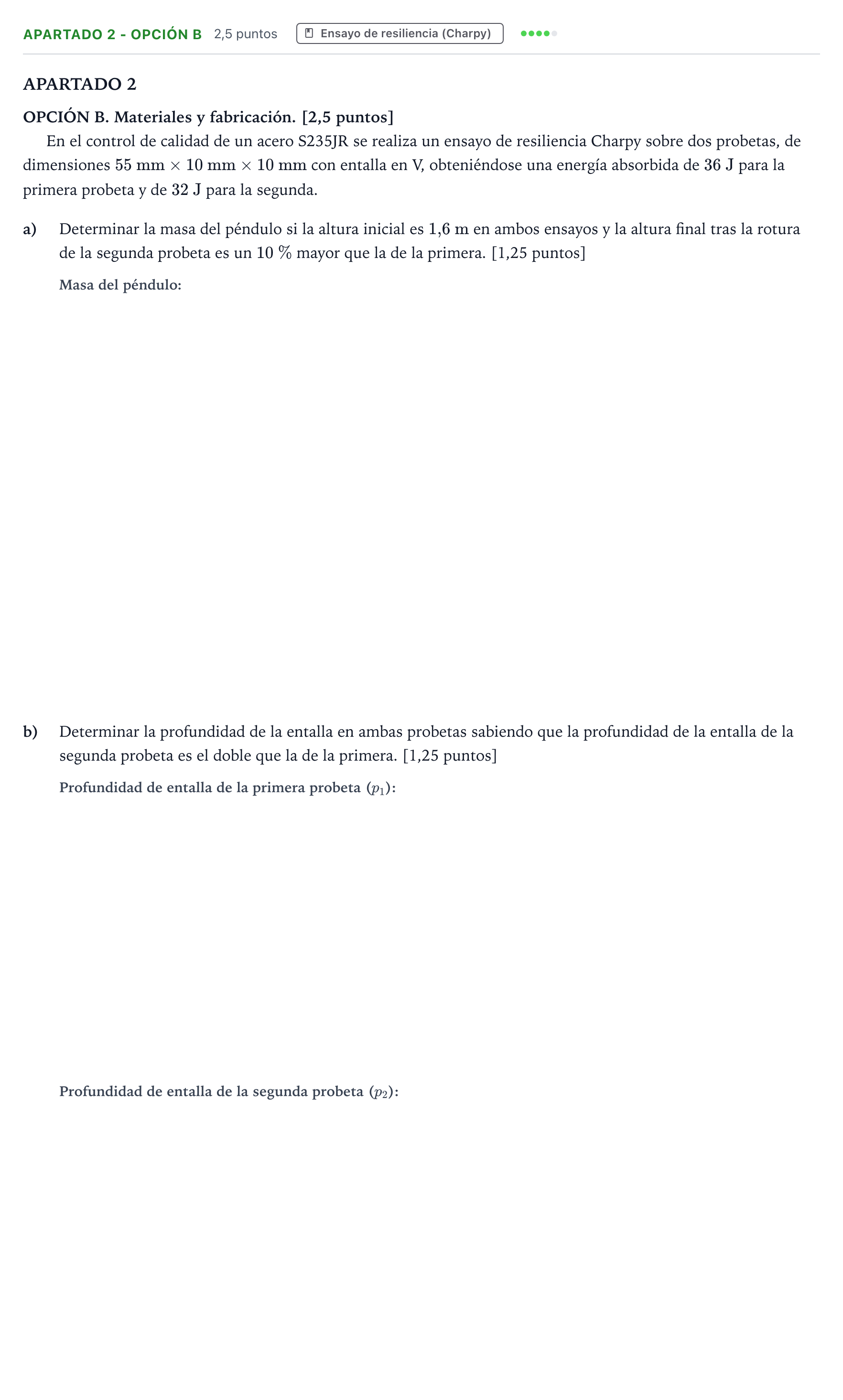 Enunciado: Apartado 2 - Opción B · Tecnología e Ingeniería II PAU Andalucía Ordinaria Suplente 1 2026