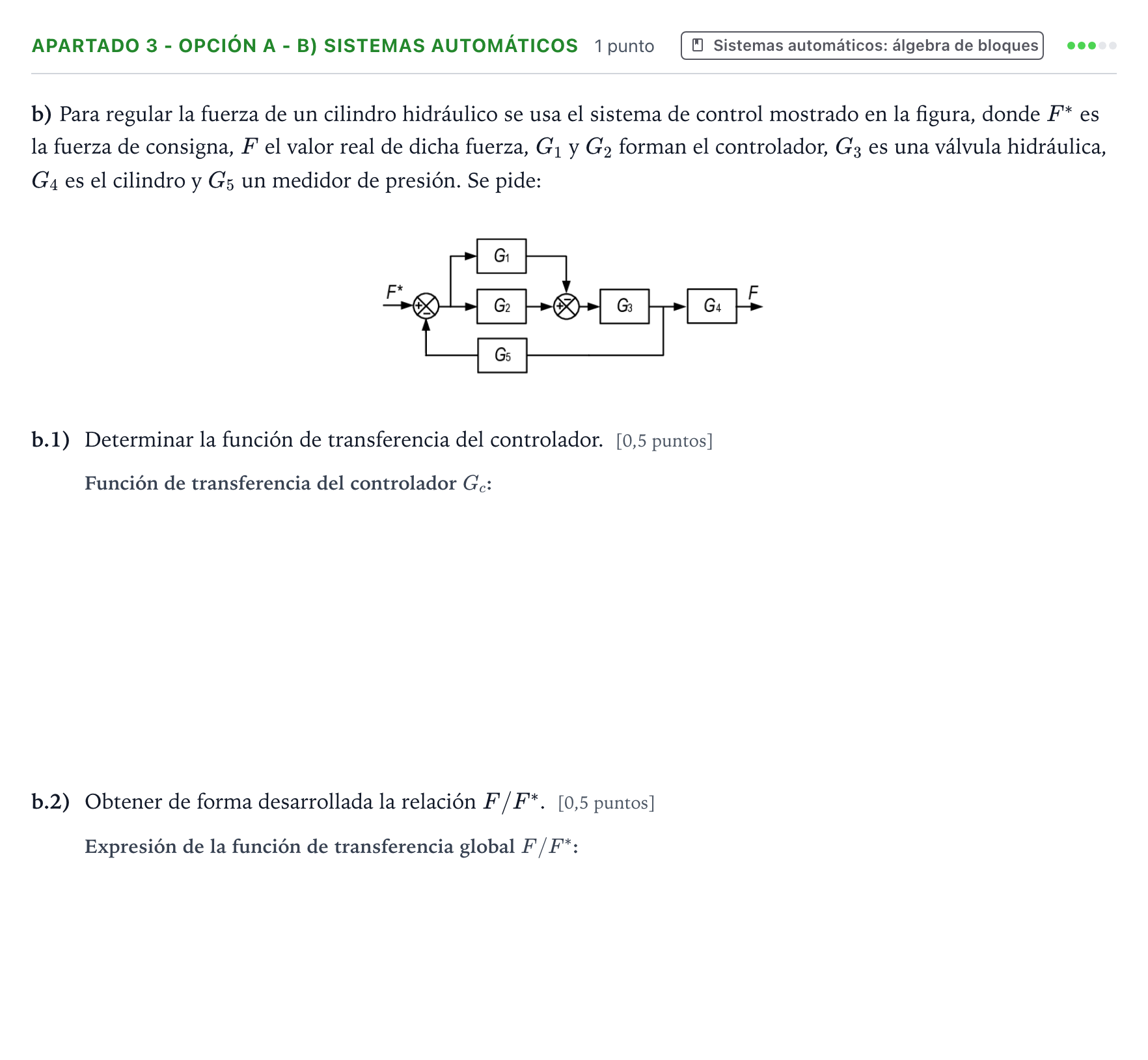 Enunciado: Apartado 3 - Opción A - b) Sistemas automáticos · Tecnología e Ingeniería II PAU Andalucía Ordinaria Suplente 1 2026