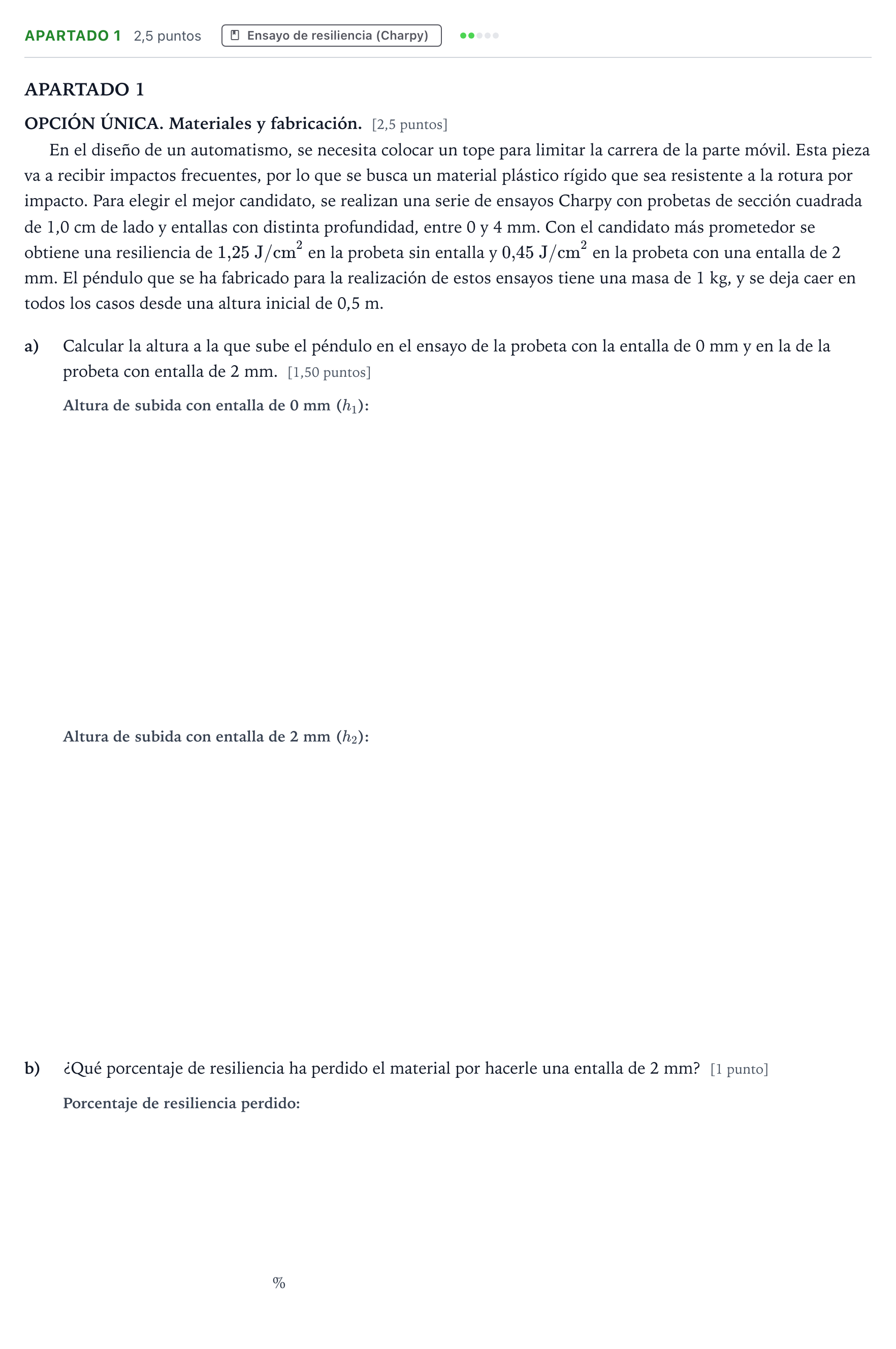 Enunciado: Apartado 1 · Tecnología e Ingeniería II PAU Andalucía Ordinaria Suplente 2 2026