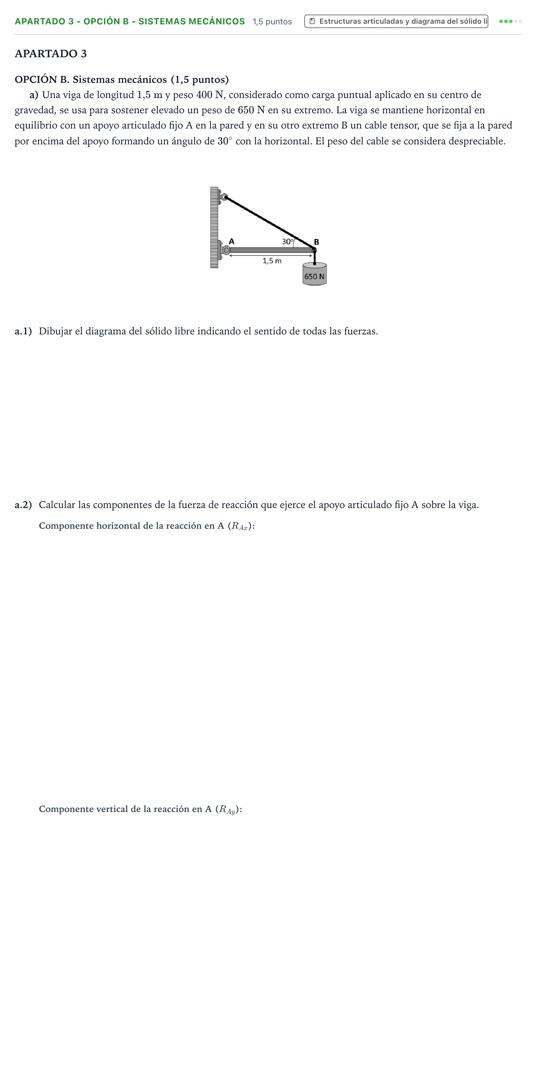 Enunciado: Apartado 3 - Opción B - Sistemas mecánicos · Tecnología e Ingeniería II PAU Andalucía Ordinaria Suplente 2 2026
