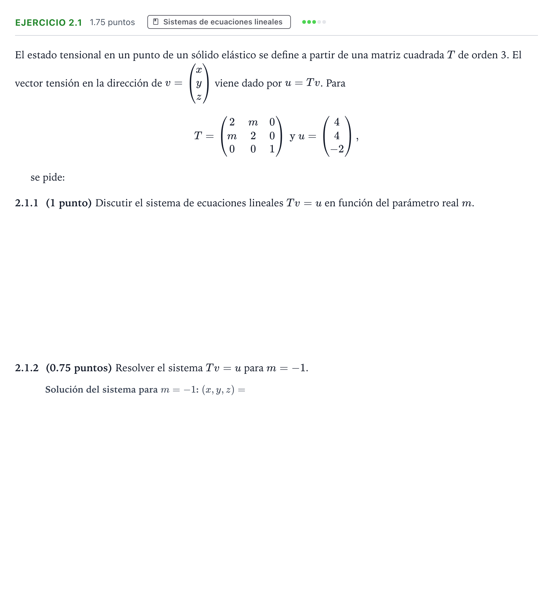 Enunciado: Ejercicio 2.1 - Sistemas de ecuaciones · Matemáticas II PAU Valencia Ordinaria 2026