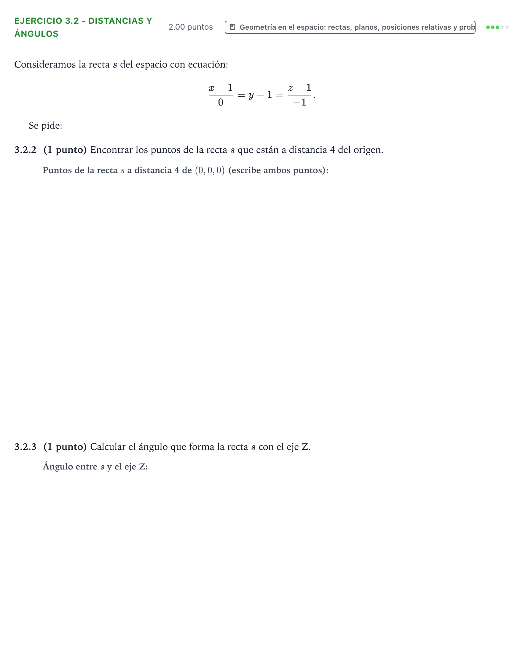 Enunciado: Ejercicio 3.2 - Distancias y ángulos · Matemáticas II PAU Valencia Ordinaria 2026