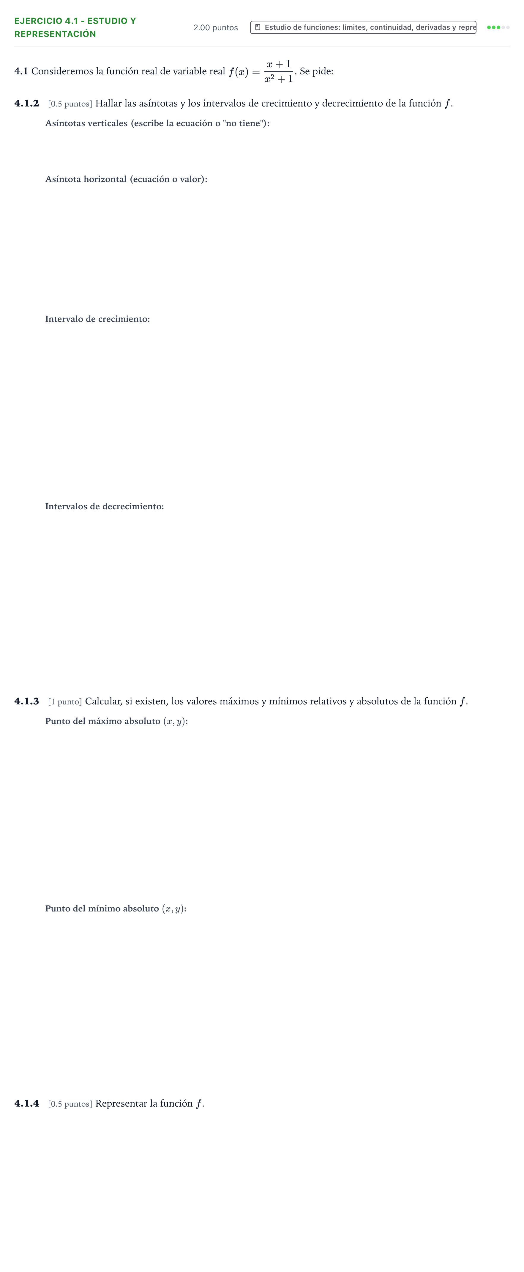 Enunciado: Ejercicio 4.1 - Estudio y representación · Matemáticas II PAU Valencia Ordinaria 2026