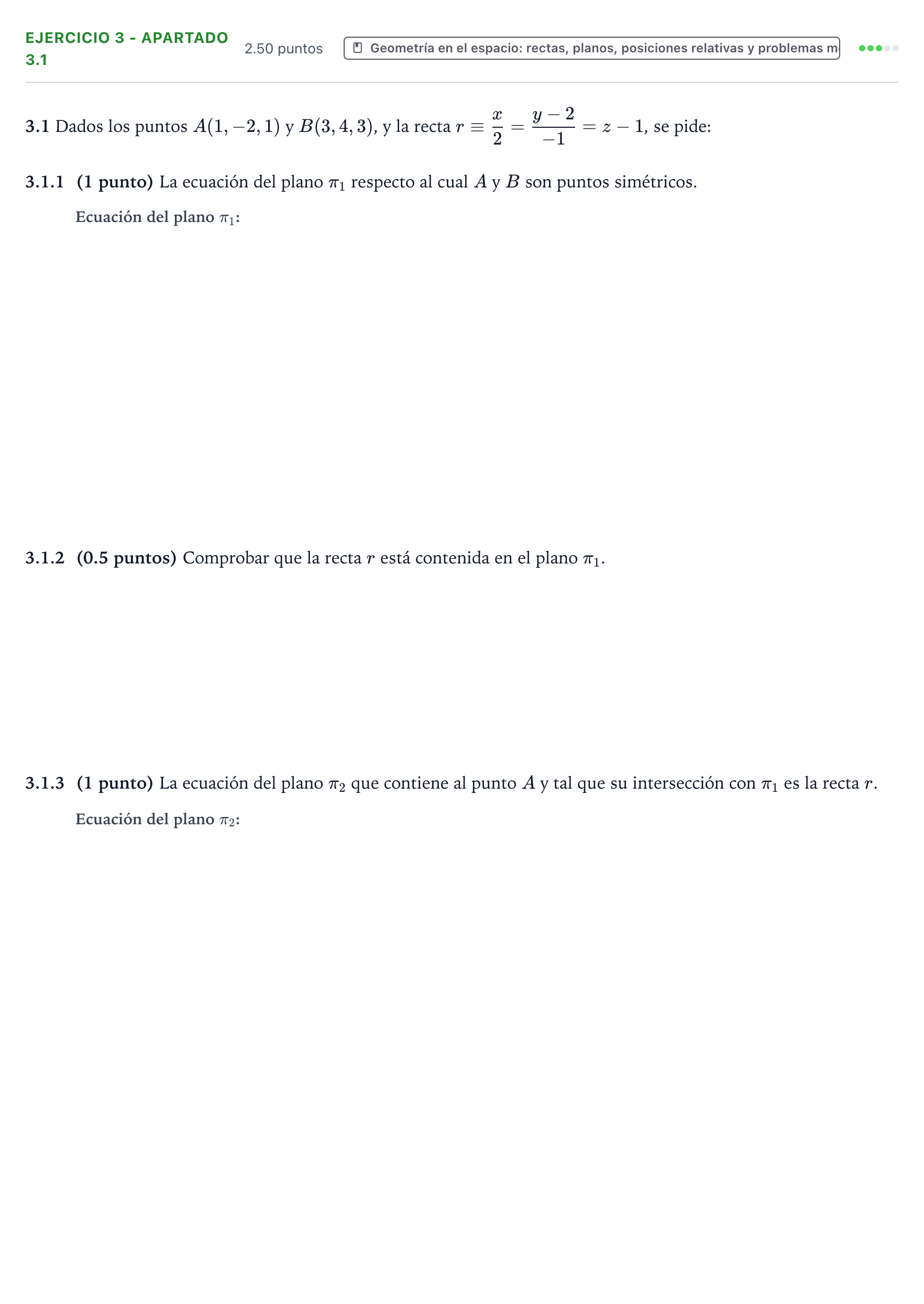 Enunciado: Ejercicio 3 - Apartado 3.1 · Matemáticas II PAU Valencia Extraordinaria solapamiento 2026