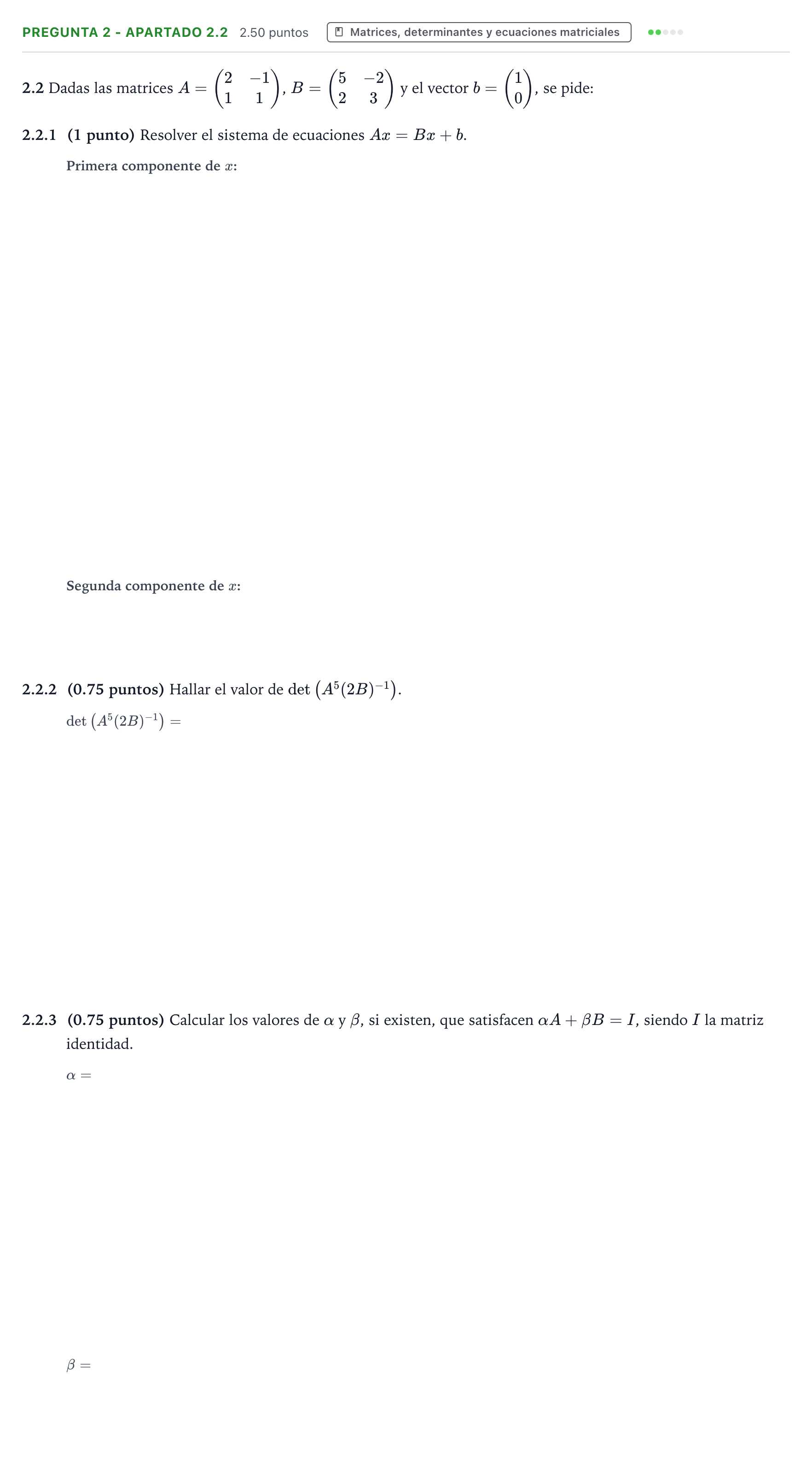 Enunciado: Pregunta 2 - Apartado 2.2 · Matemáticas II PAU Valencia Extraordinaria 2026