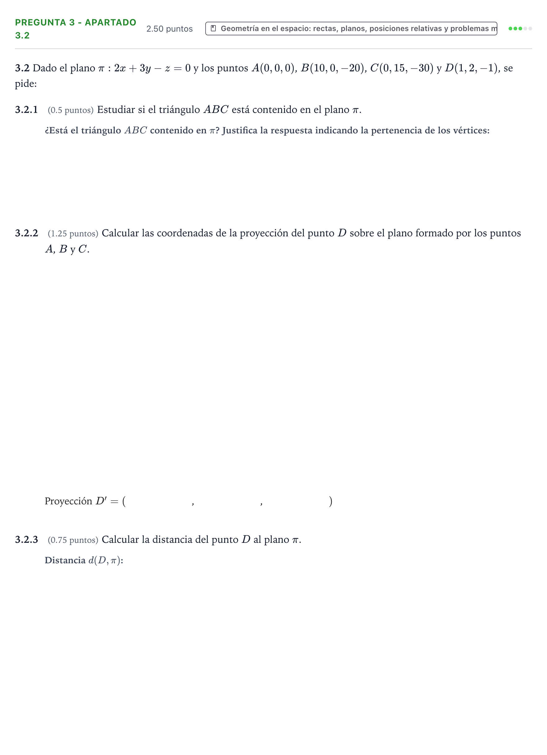 Enunciado: Pregunta 3 - Apartado 3.2 · Matemáticas II PAU Valencia Extraordinaria 2026