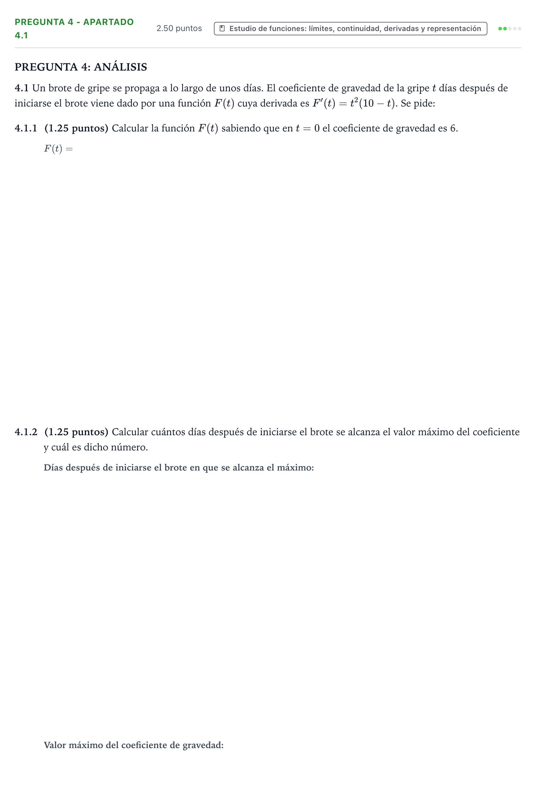 Enunciado: Pregunta 4 - Apartado 4.1 · Matemáticas II PAU Valencia Extraordinaria 2026