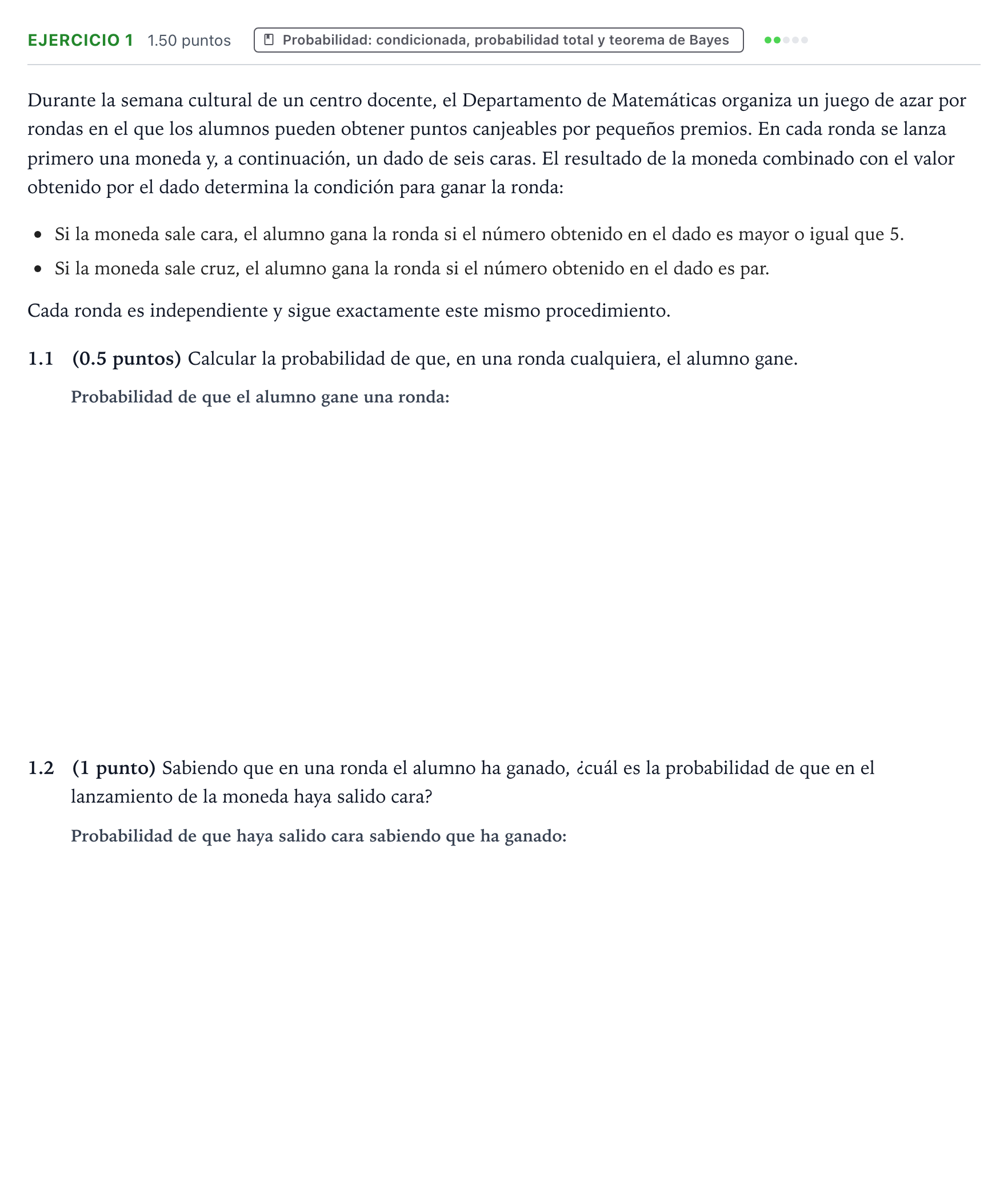 Enunciado: Ejercicio 1 - Probabilidad · Matemáticas II PAU Valencia Ordinaria solapamiento 2026
