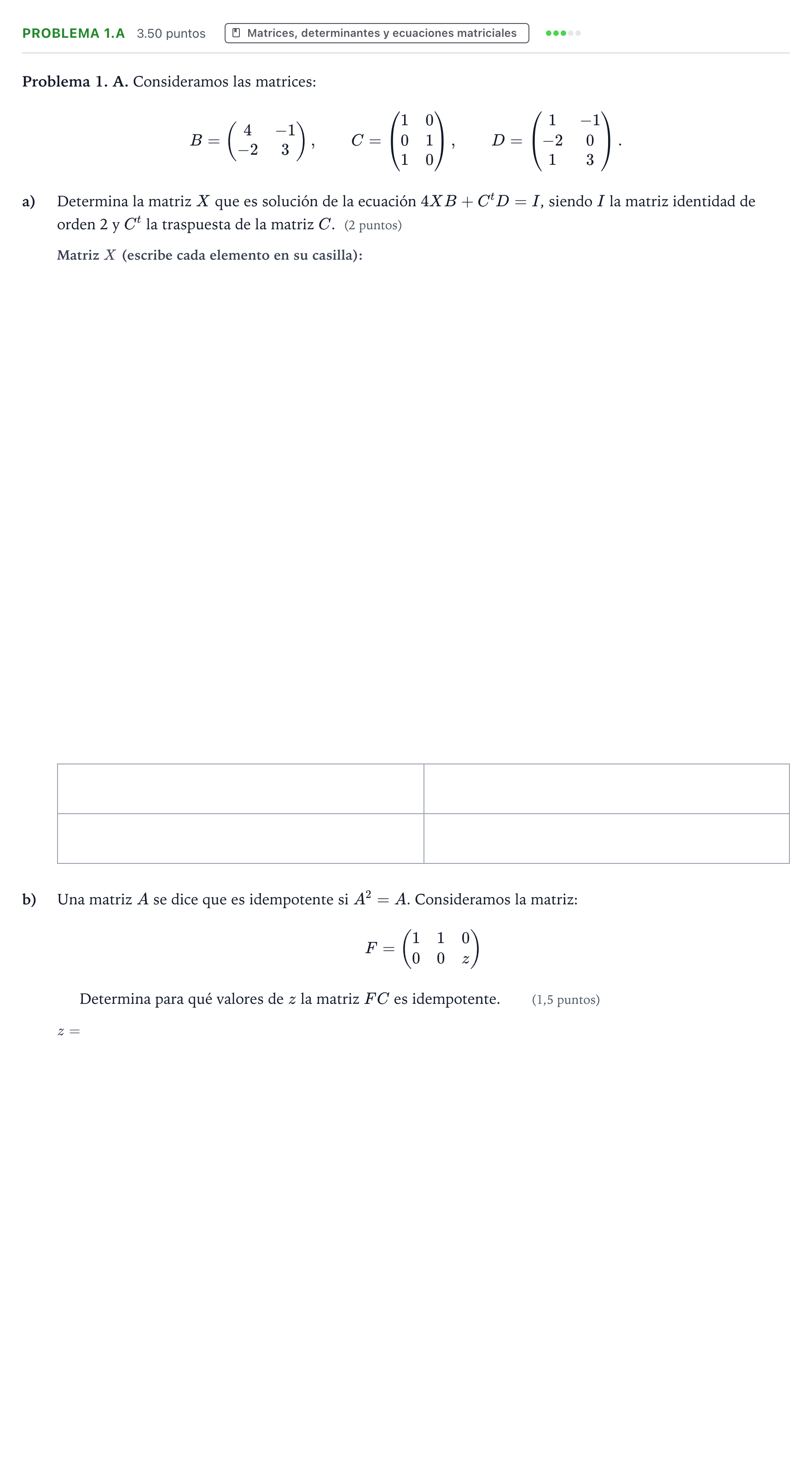 Enunciado: Problema 1.A · Matemáticas aplicadas a las Ciencias Sociales II PAU Valencia Ordinaria 2026