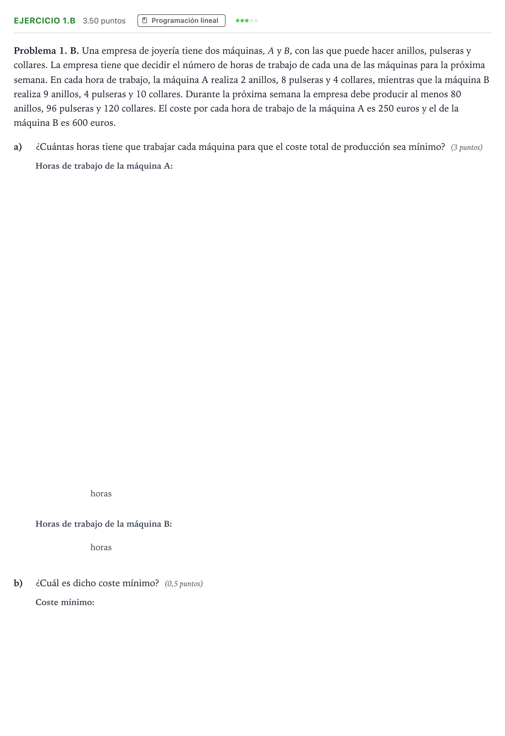 Enunciado: Ejercicio 1.B · Matemáticas aplicadas a las Ciencias Sociales II PAU Valencia Extraordinaria 2026