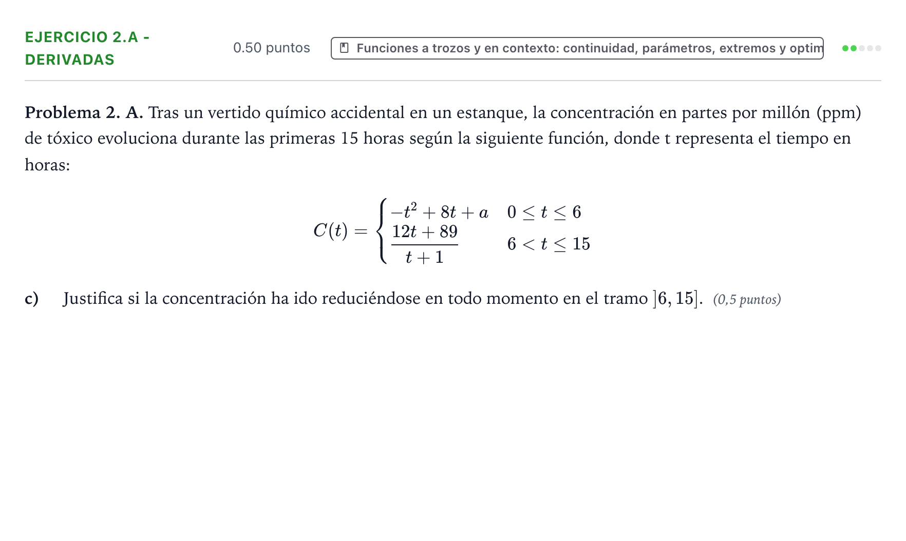 Enunciado: Ejercicio 2.A - Derivadas · Matemáticas aplicadas a las Ciencias Sociales II PAU Valencia Extraordinaria 2026
