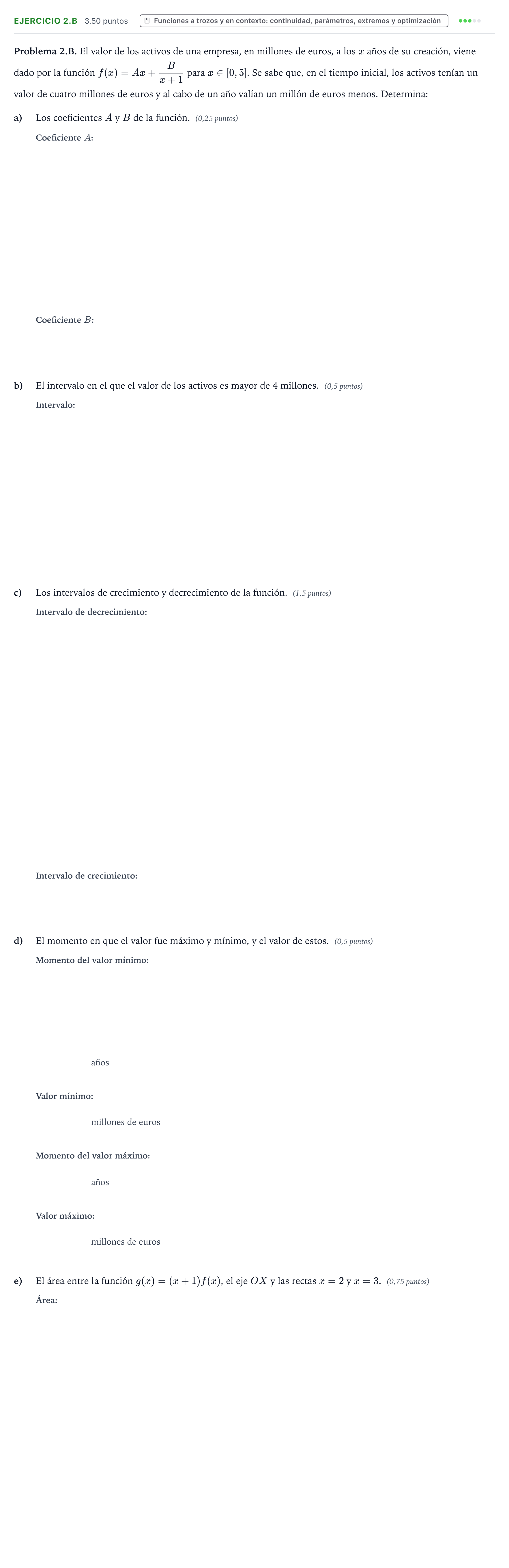 Enunciado: Ejercicio 2.B · Matemáticas aplicadas a las Ciencias Sociales II PAU Valencia Extraordinaria 2026