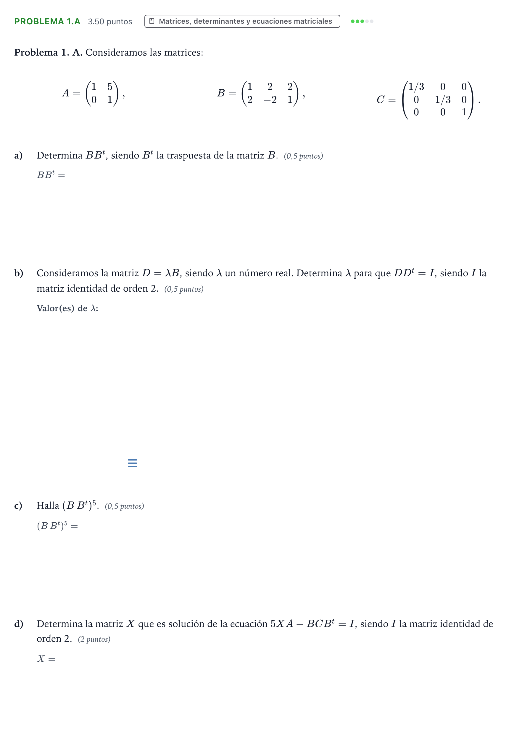 Enunciado: Problema 1.A · Matemáticas aplicadas a las Ciencias Sociales II PAU Valencia Extraordinaria solapamiento 2026