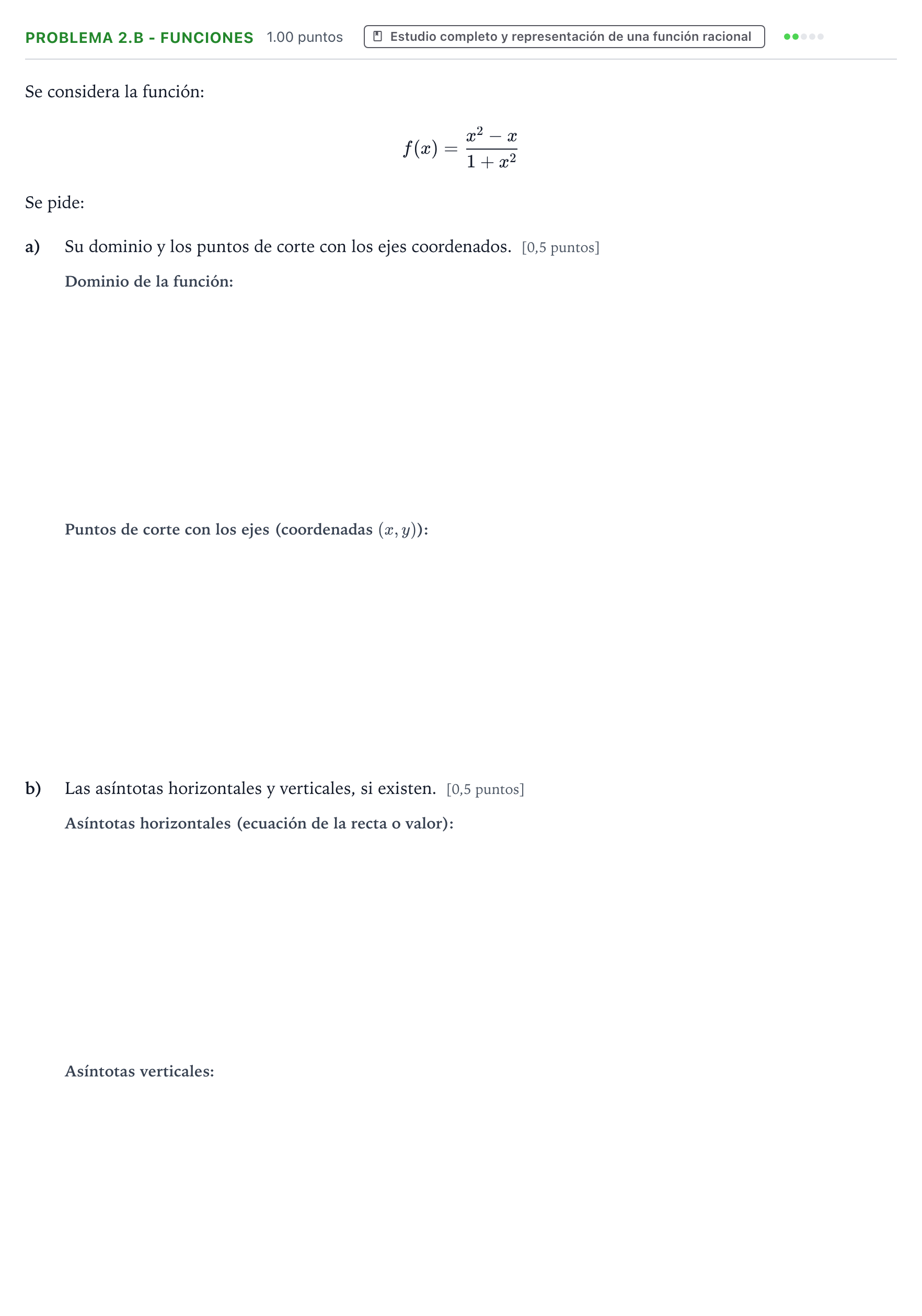 Enunciado: Problema 2.B - Funciones · Matemáticas aplicadas a las Ciencias Sociales II PAU Valencia Extraordinaria solapamiento 2026