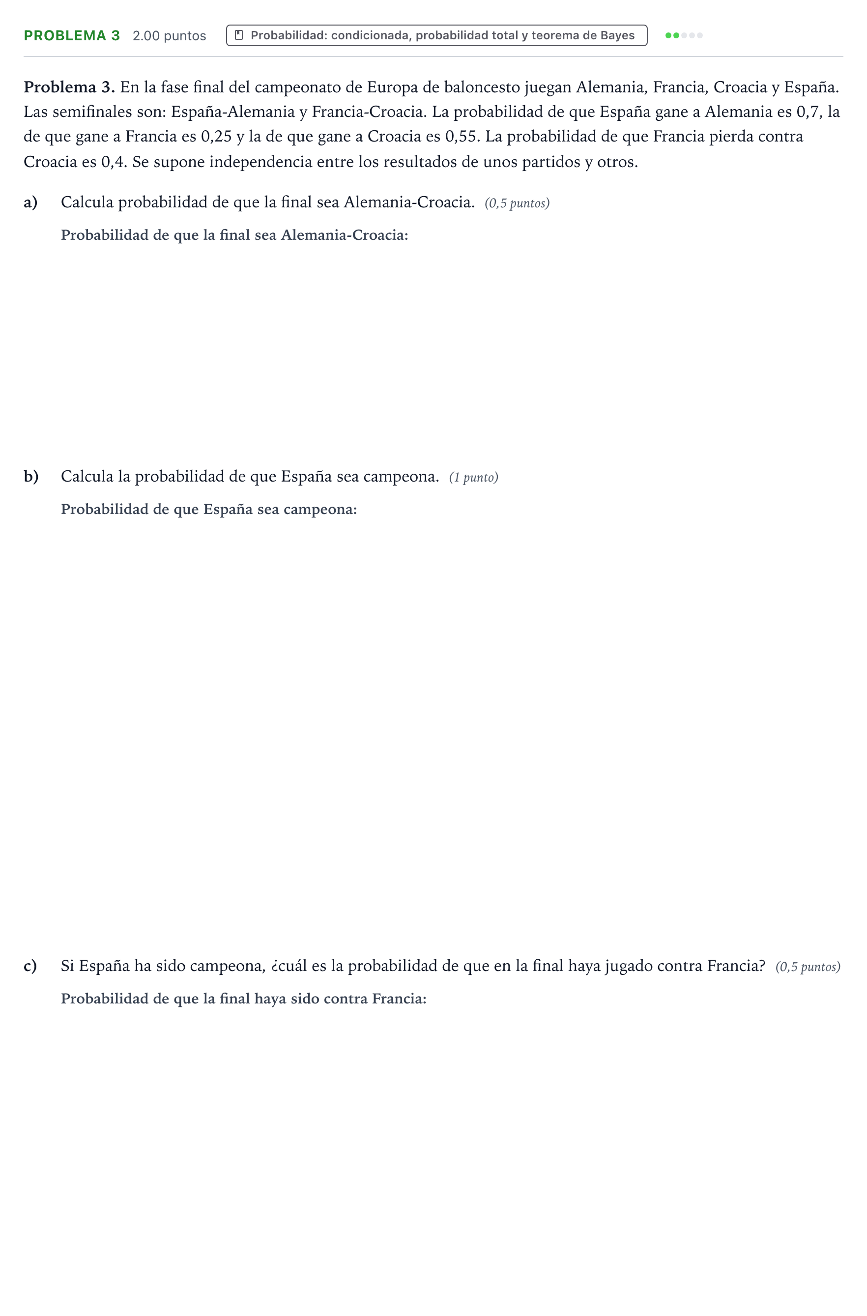 Enunciado: Problema 3 - Probabilidad · Matemáticas aplicadas a las Ciencias Sociales II PAU Valencia Extraordinaria solapamiento 2026