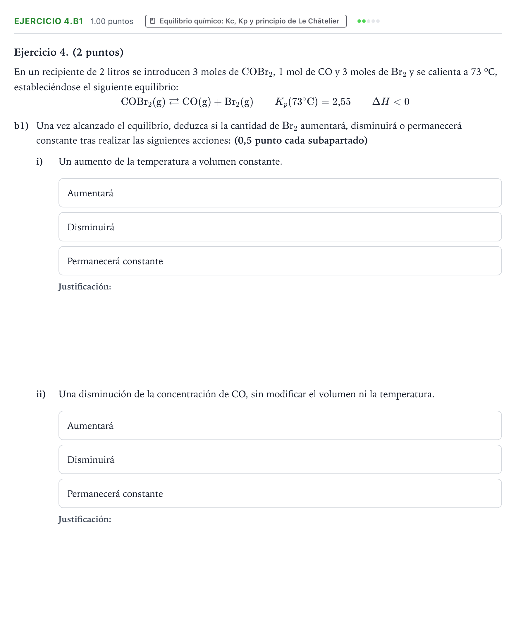 Enunciado: Ejercicio 4.b1 · Química PAU Valencia Extraordinaria 2026
