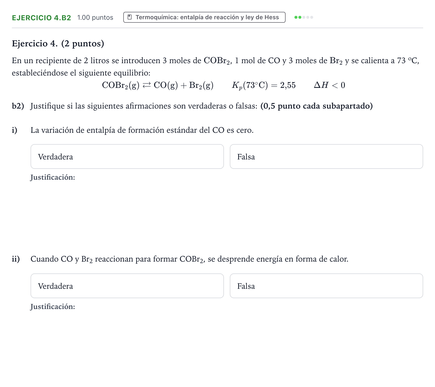 Enunciado: Ejercicio 4.b2 · Química PAU Valencia Extraordinaria 2026