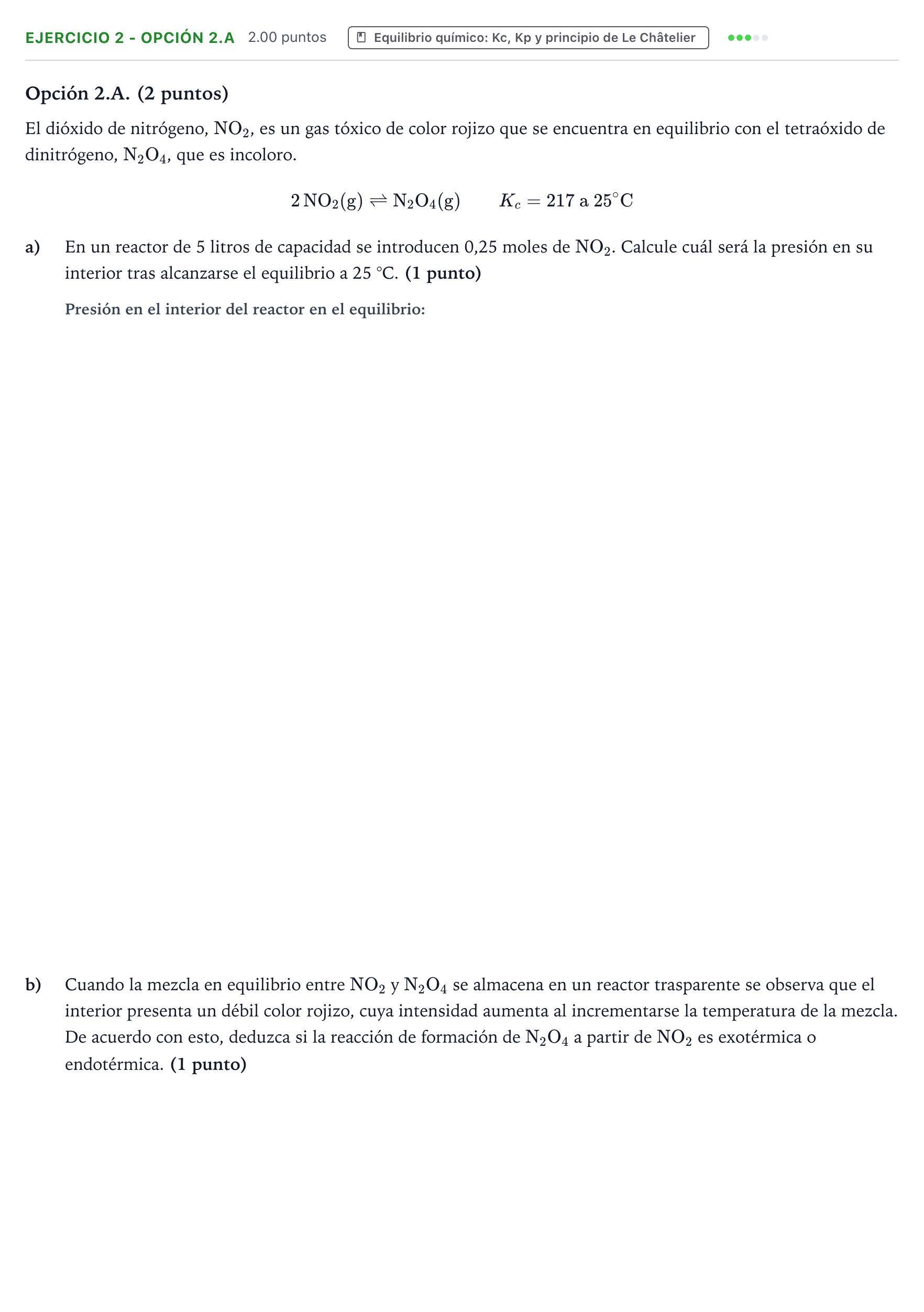 Enunciado: Ejercicio 2 - Opción 2.A · Química PAU Valencia Ordinaria 2026