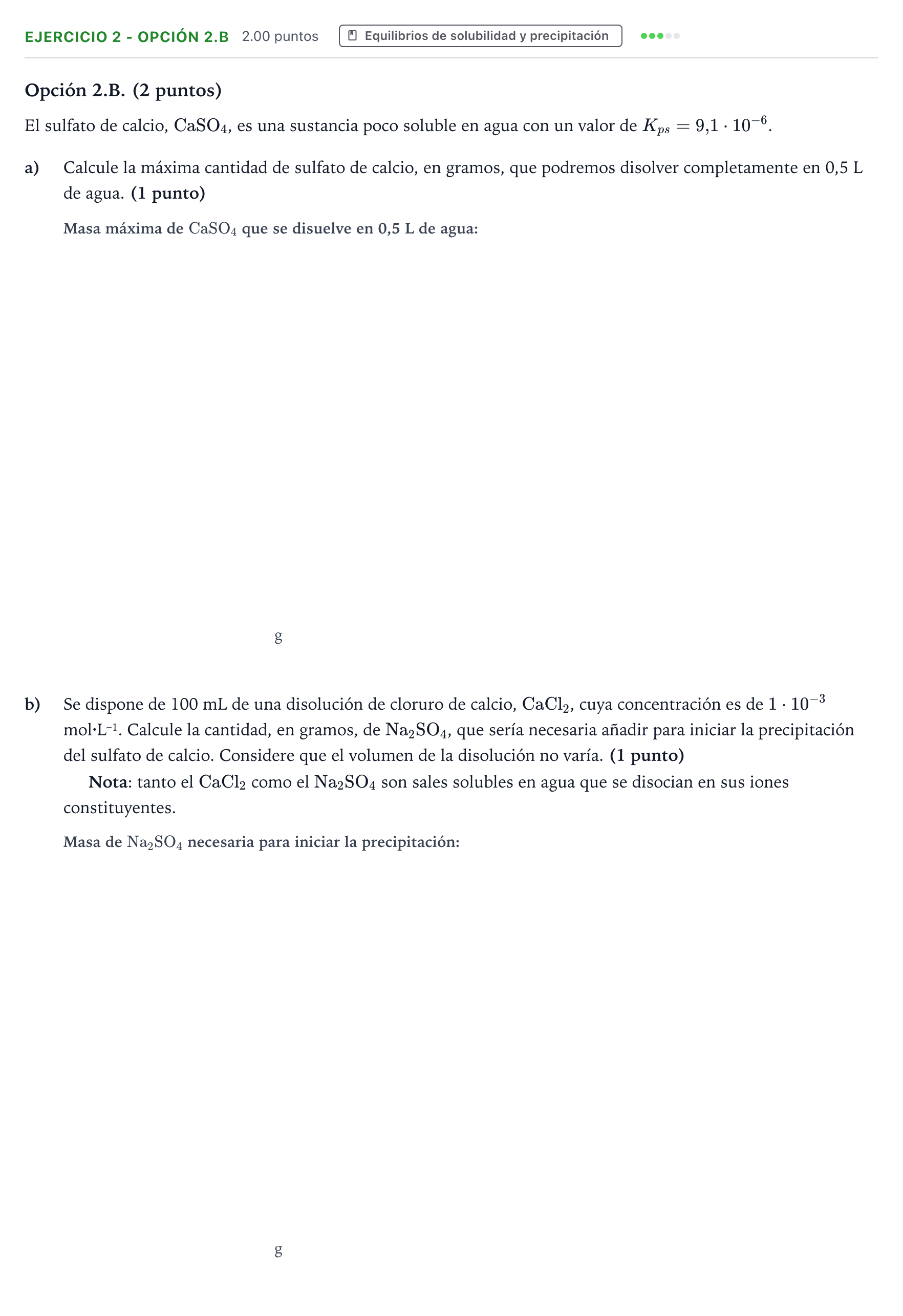 Enunciado: Ejercicio 2 - Opción 2.B · Química PAU Valencia Ordinaria 2026