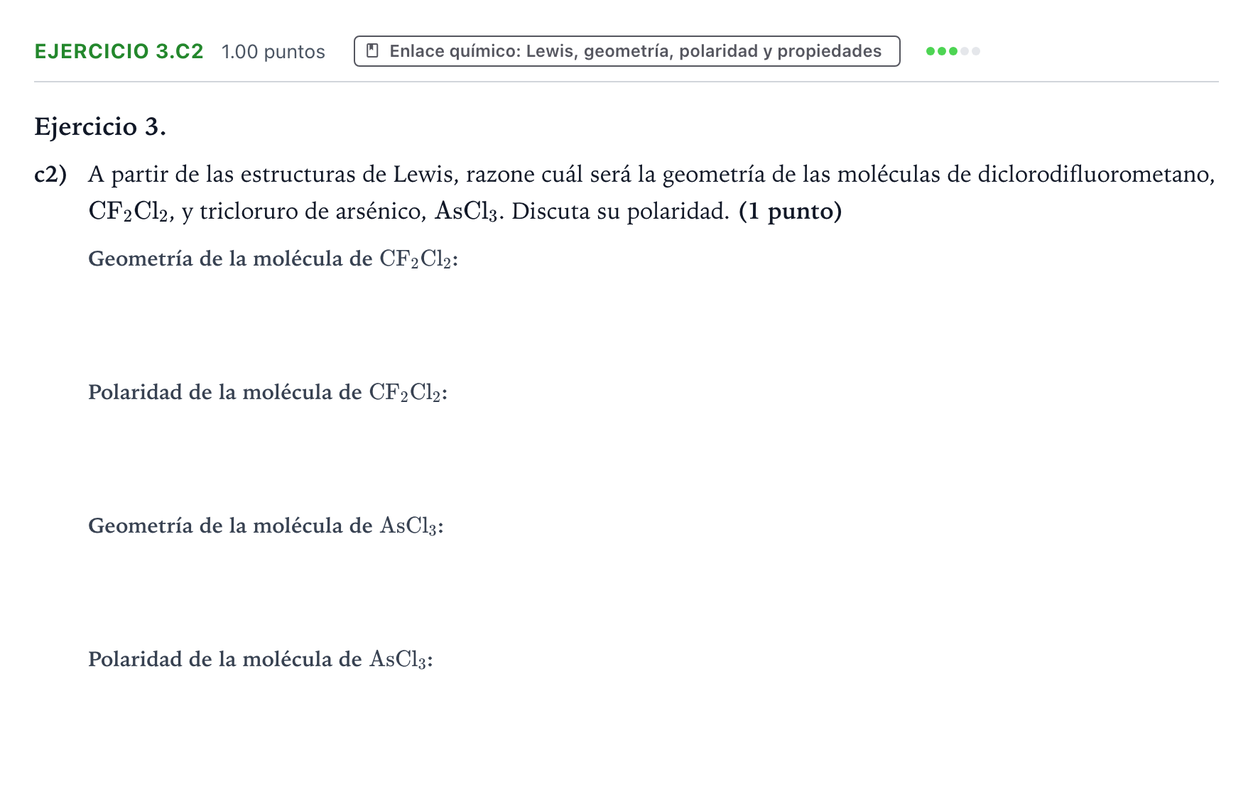 Enunciado: Ejercicio 3.c2 · Química PAU Valencia Ordinaria 2026