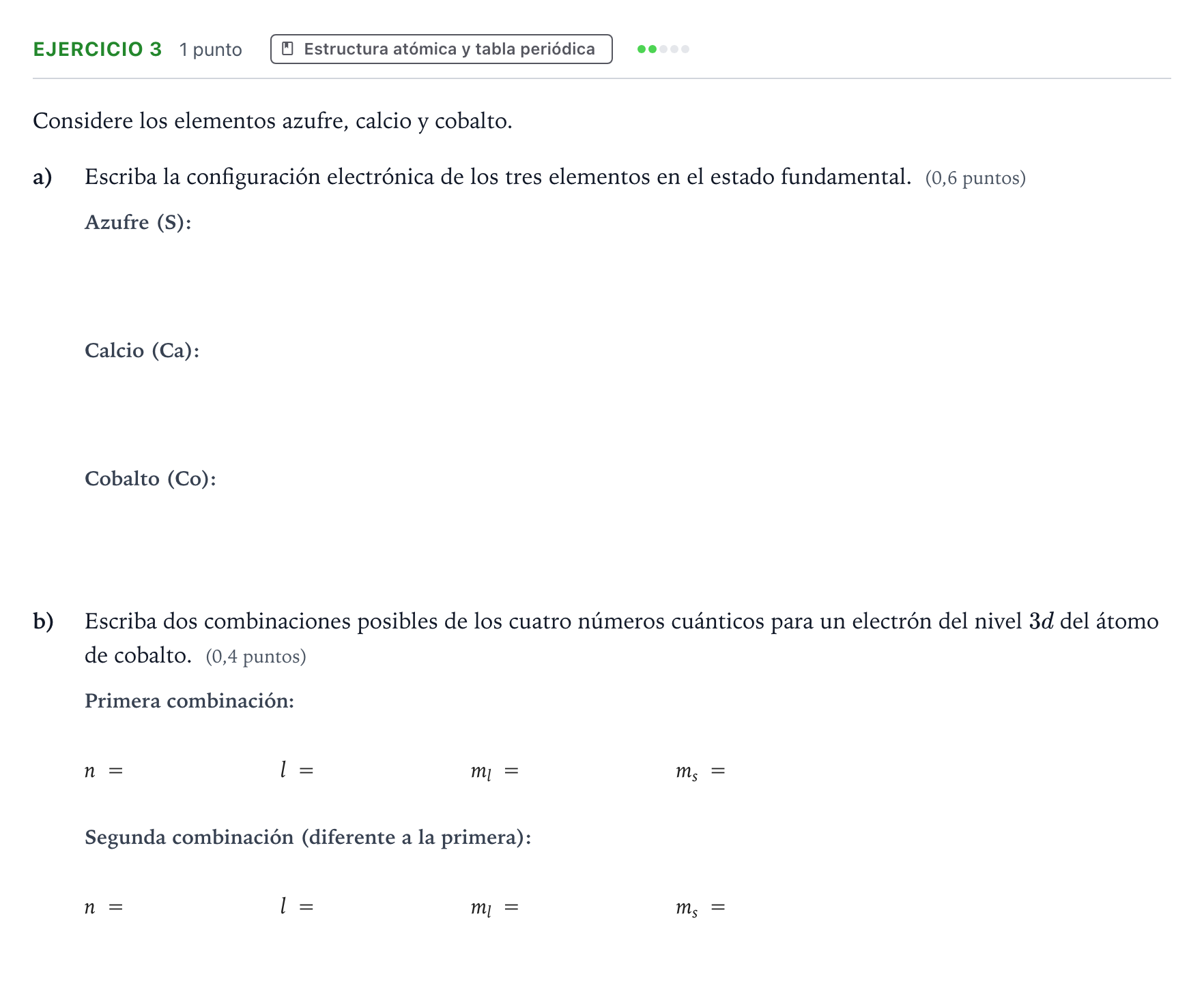 Enunciado: Ejercicio 3 · Química PAU Valencia Ordinaria 2026