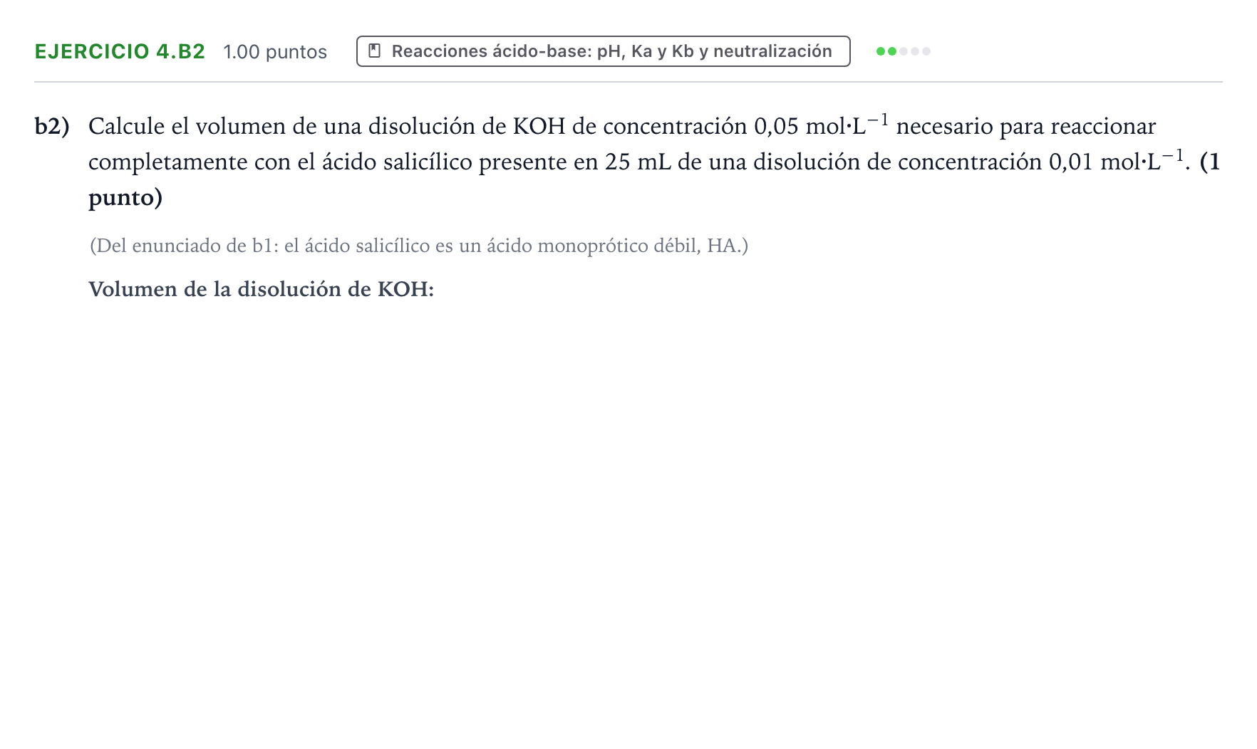Enunciado: Ejercicio 4.b2 · Química PAU Valencia Ordinaria 2026