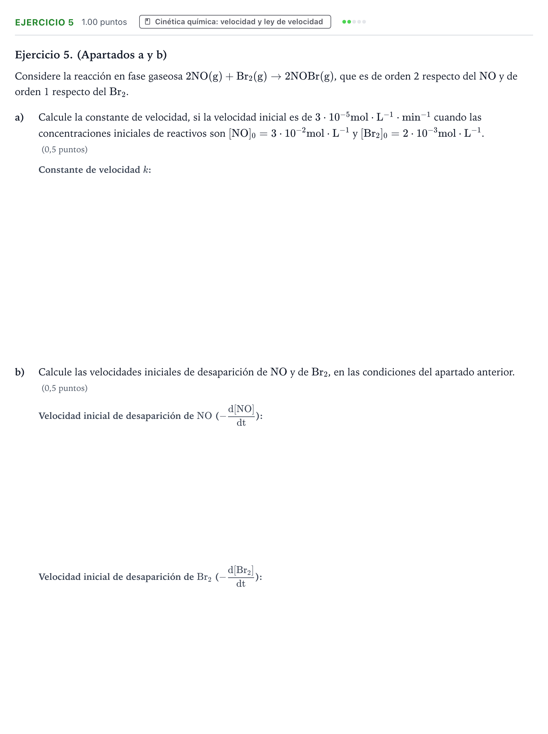 Enunciado: Ejercicio 5 · Química PAU Valencia Ordinaria 2026