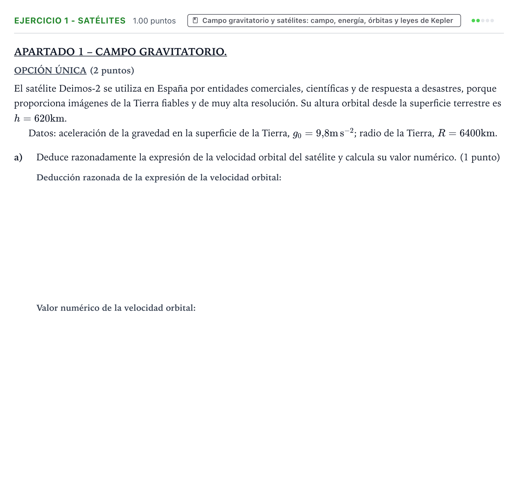 Enunciado: Ejercicio 1 - Satélites · Física PAU Valencia Ordinaria 2026