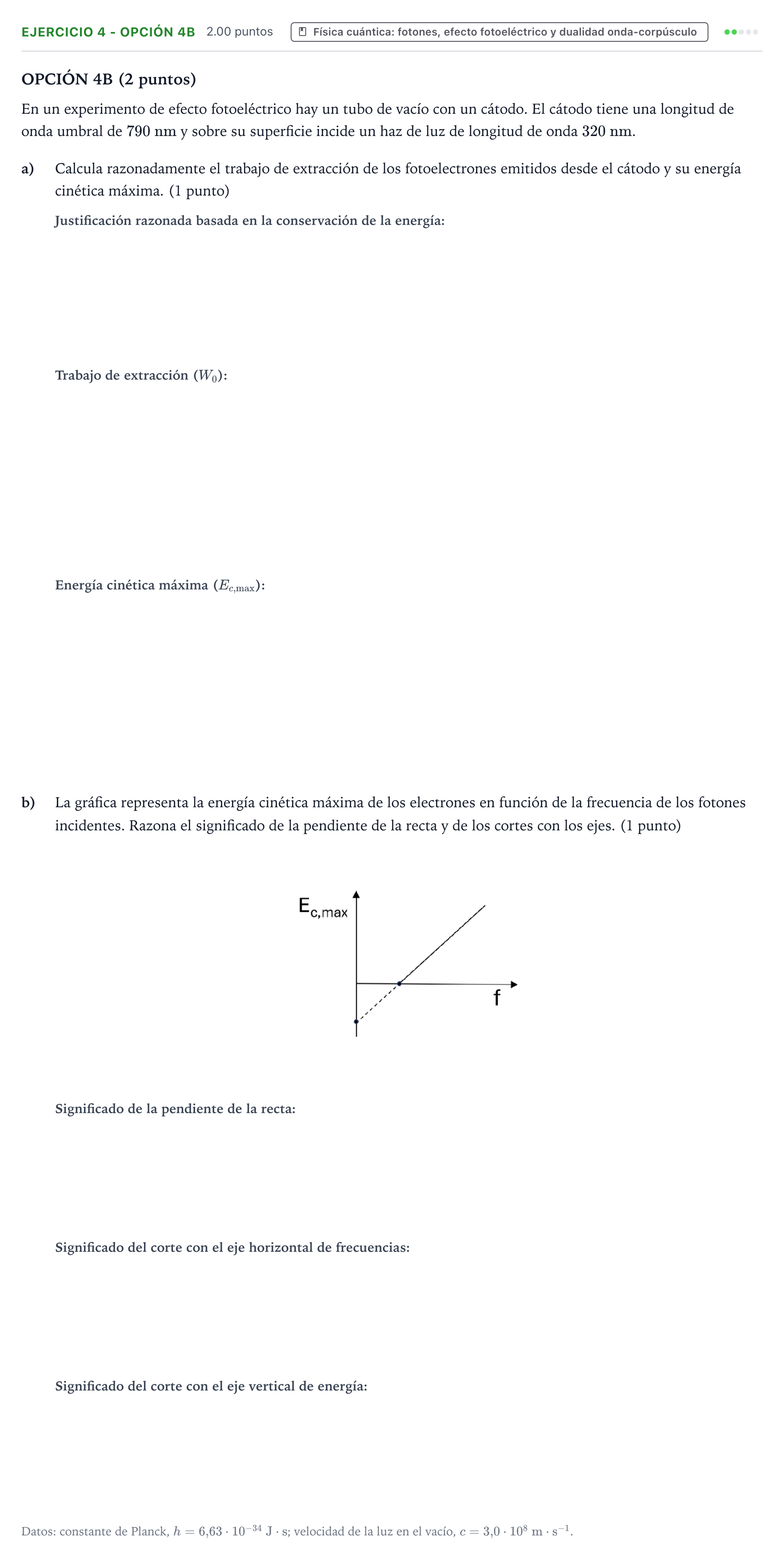 Enunciado: Ejercicio 4 - Opción 4B · Física PAU Valencia Ordinaria 2026