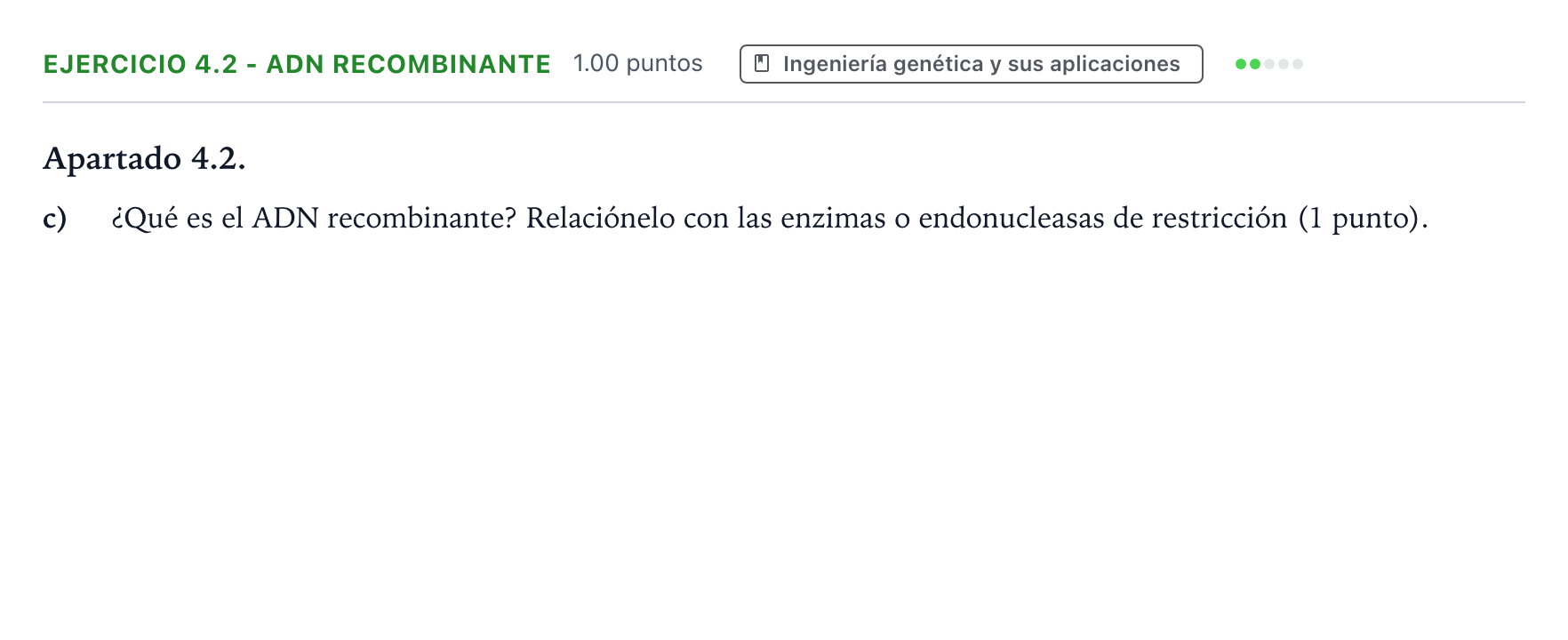 Enunciado: Ejercicio 4.2 - ADN recombinante · Biología PAU Valencia Extraordinaria 2026