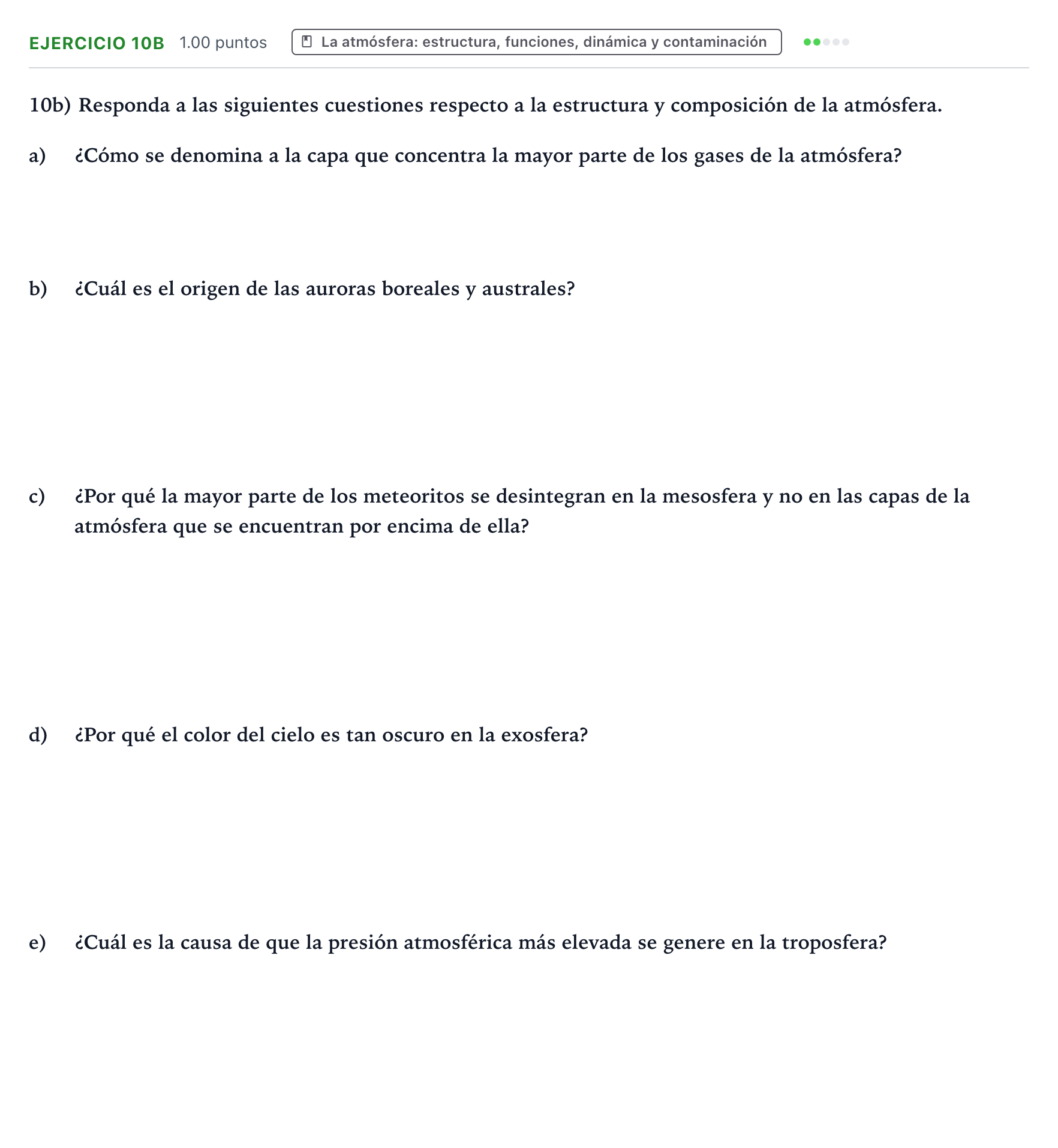 Enunciado: Ejercicio 10b · Geología y Ciencias Ambientales PAU Valencia Ordinaria 2026