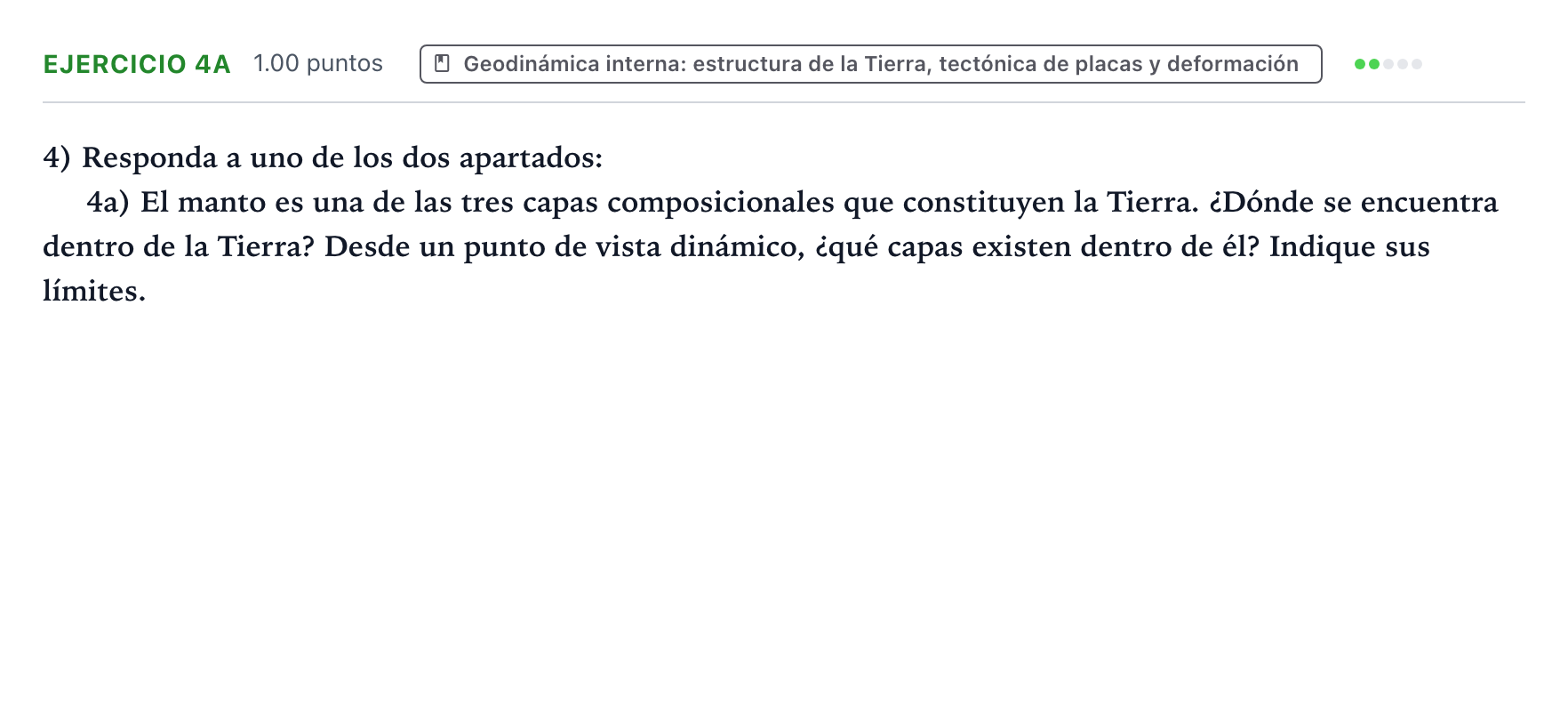 Enunciado: Ejercicio 4a · Geología y Ciencias Ambientales PAU Valencia Ordinaria 2026