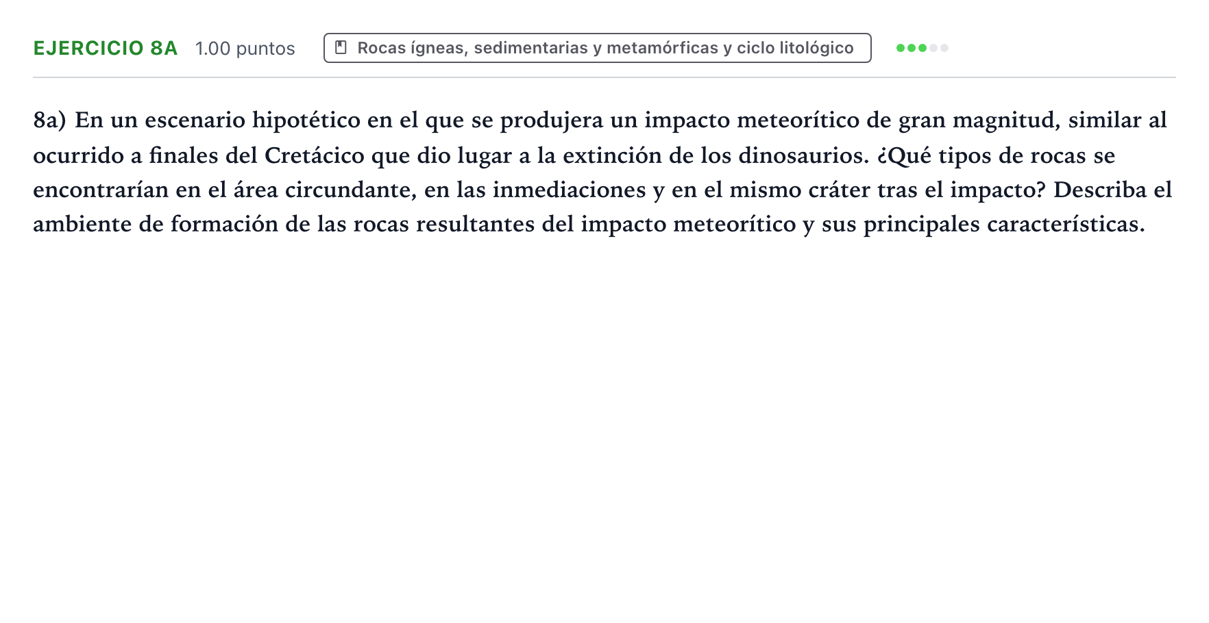 Enunciado: Ejercicio 8a · Geología y Ciencias Ambientales PAU Valencia Ordinaria 2026
