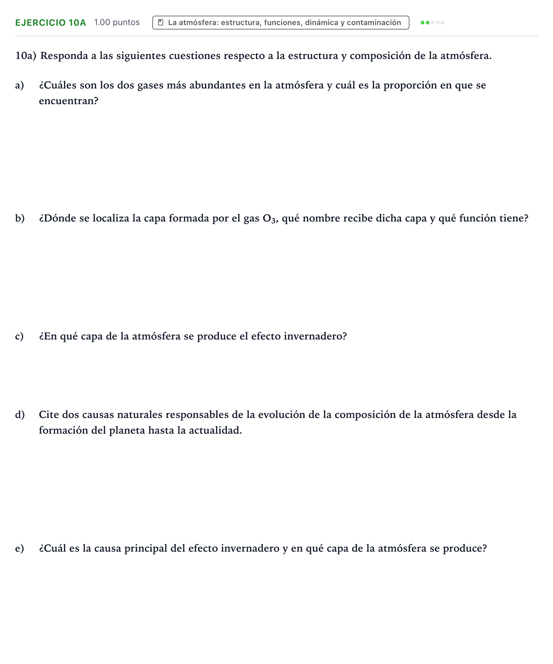 Enunciado: Ejercicio 10a · Geología y Ciencias Ambientales PAU Valencia Extraordinaria 2026