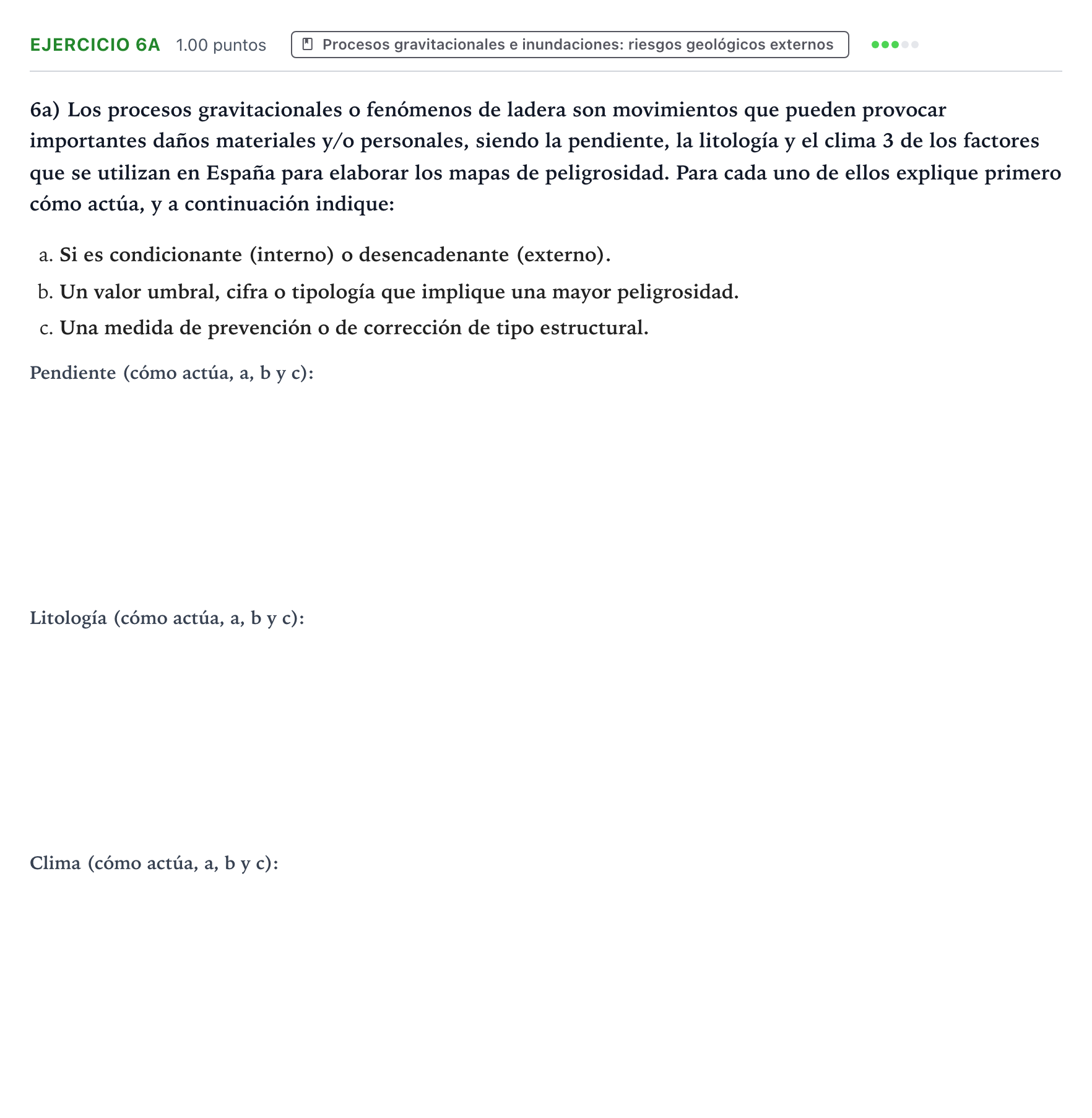 Enunciado: Ejercicio 6a · Geología y Ciencias Ambientales PAU Valencia Extraordinaria 2026