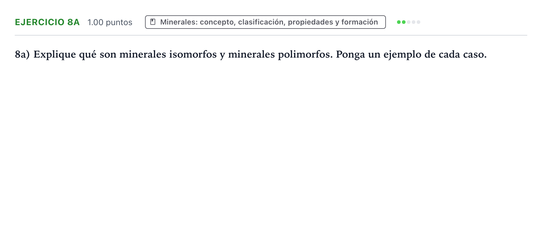 Enunciado: Ejercicio 8a · Geología y Ciencias Ambientales PAU Valencia Extraordinaria 2026