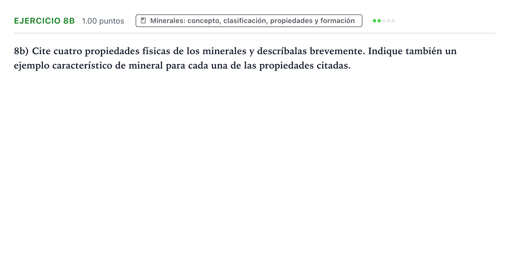 Enunciado: Ejercicio 8b · Geología y Ciencias Ambientales PAU Valencia Extraordinaria 2026