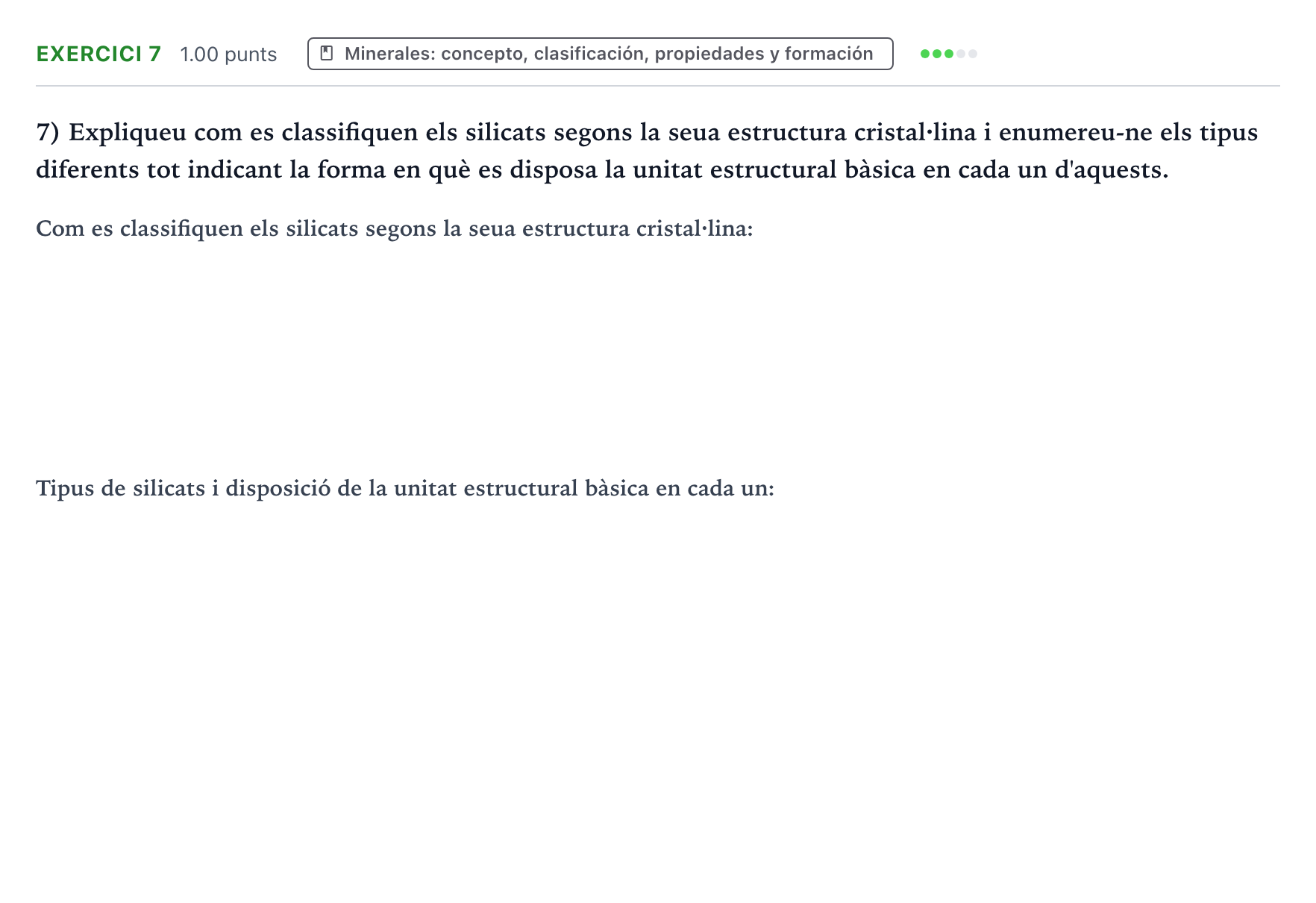 Enunciado: Problema 7 · Geología y Ciencias Ambientales PAU Valencia Extraordinaria solapamiento 2026