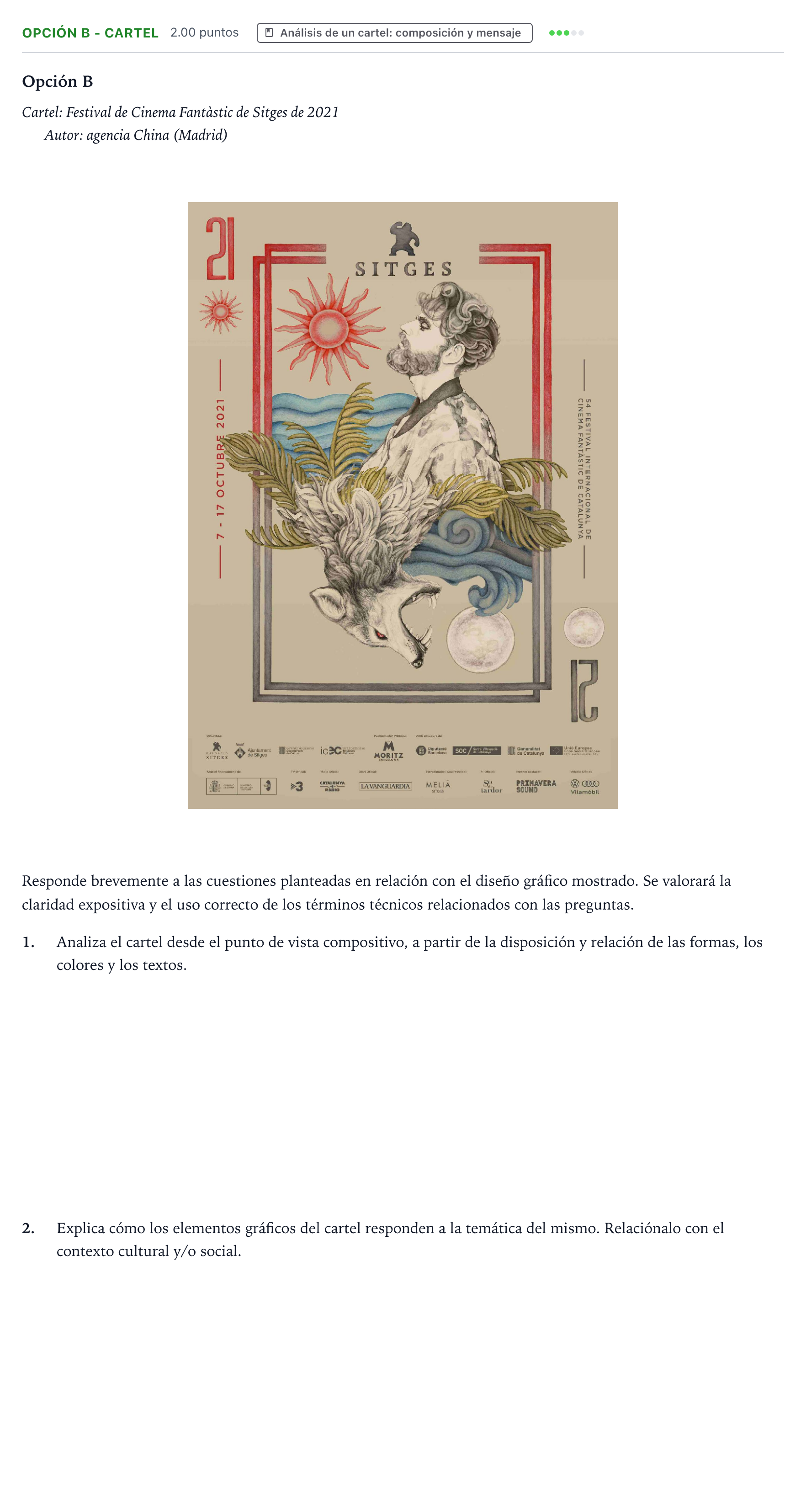 Enunciado: Opción B - Cartel · Diseño PAU Valencia Ordinaria solapamiento 2026
