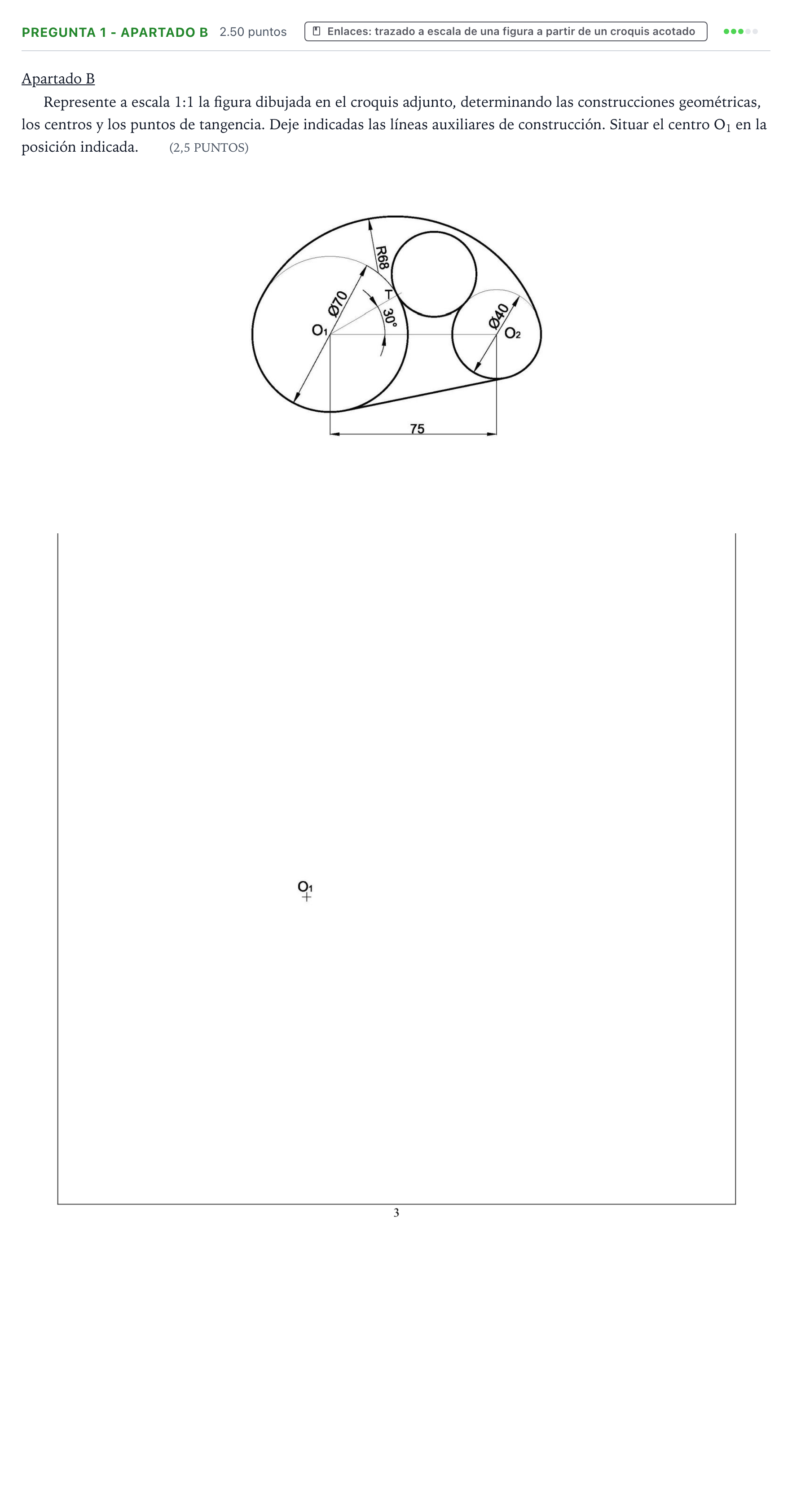 Enunciado: Pregunta 1 - Apartado B · Dibujo técnico II PAU Valencia Extraordinaria 2026
