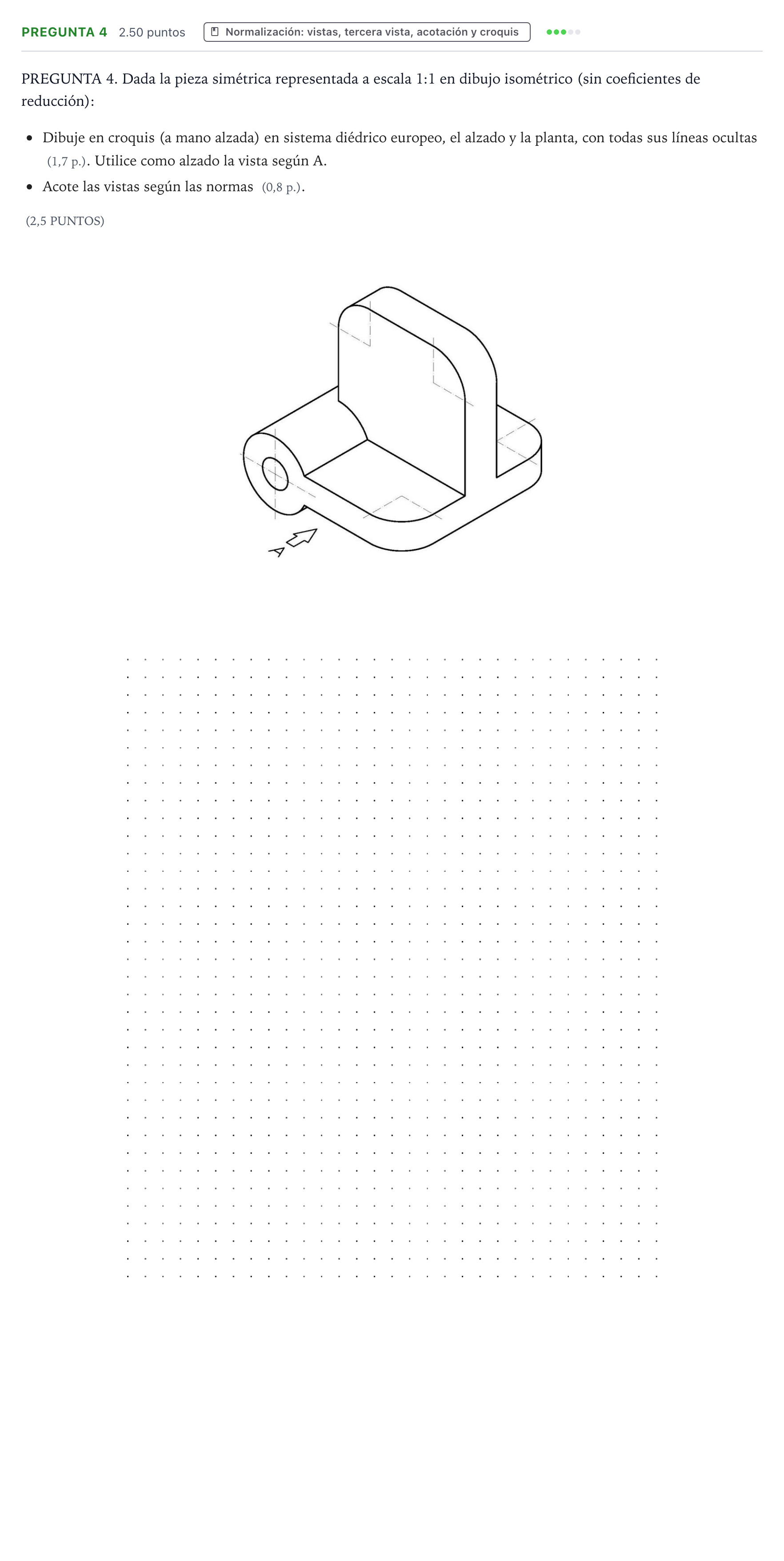Enunciado: Pregunta 4 · Dibujo técnico II PAU Valencia Extraordinaria 2026