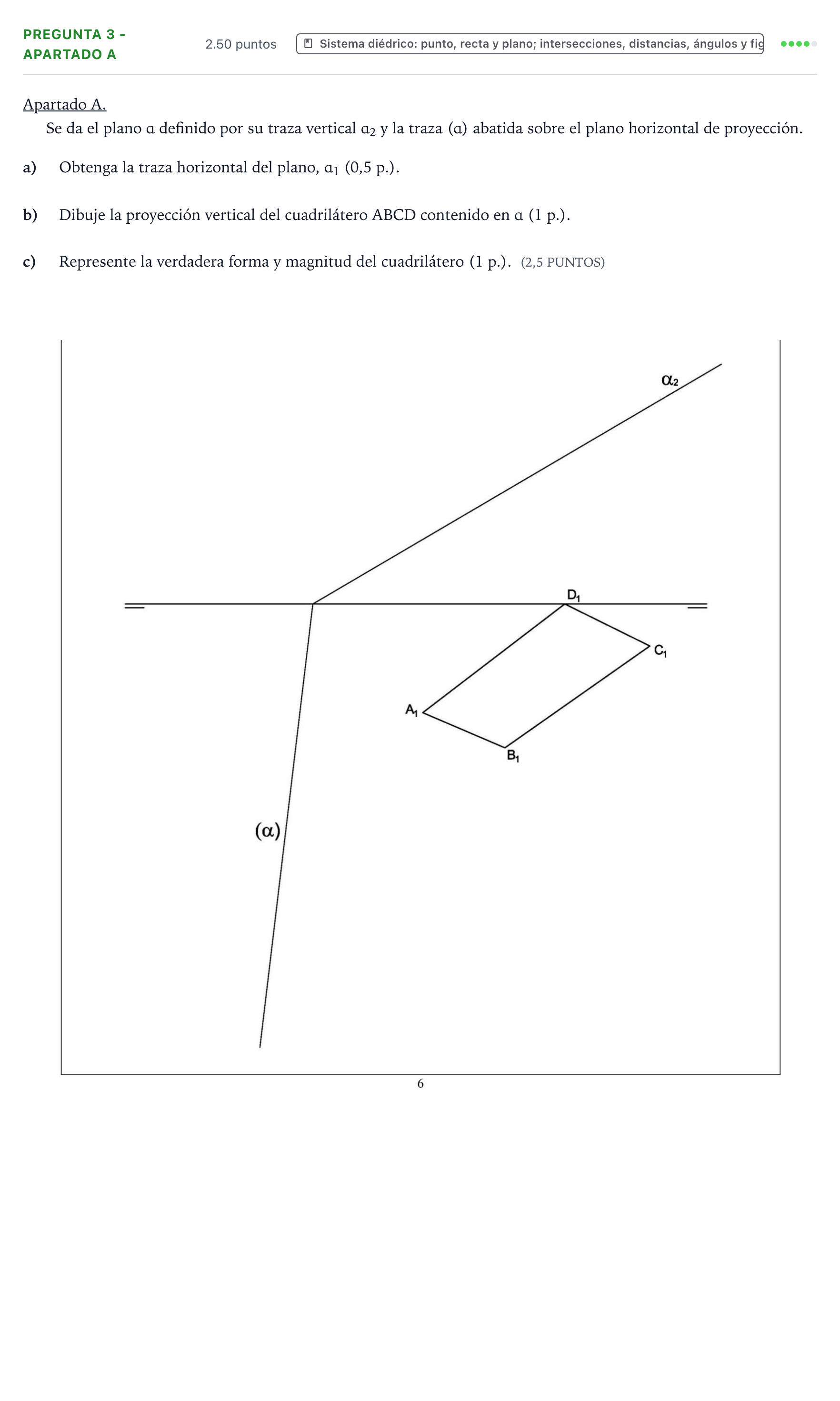 Enunciado: Pregunta 3 - Apartado A · Dibujo técnico II PAU Valencia Ordinaria 2026