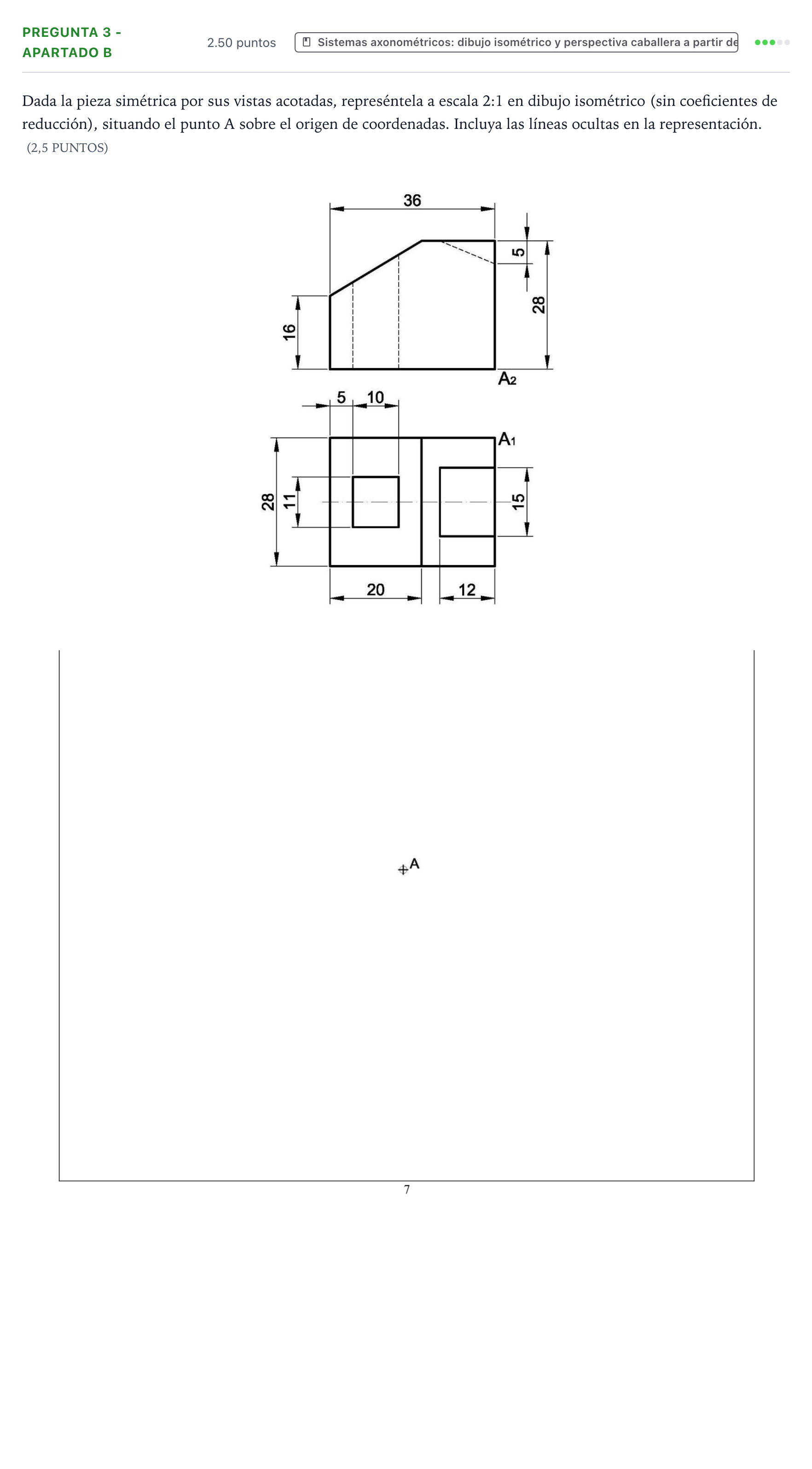 Enunciado: Pregunta 3 - Apartado B · Dibujo técnico II PAU Valencia Ordinaria 2026